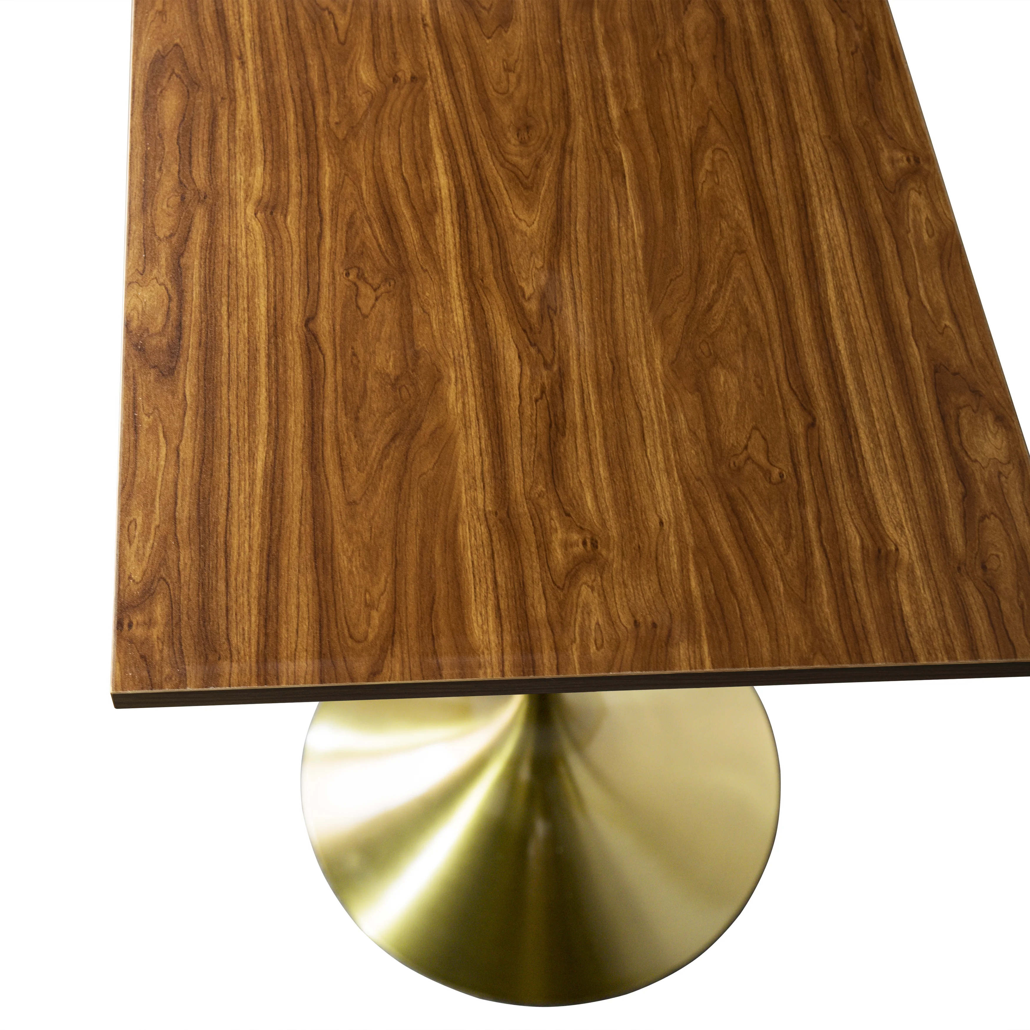 Verve Collection 24 Square Top Bar Height Table, Brushed Gold Base with Cognac Brown MDF Top