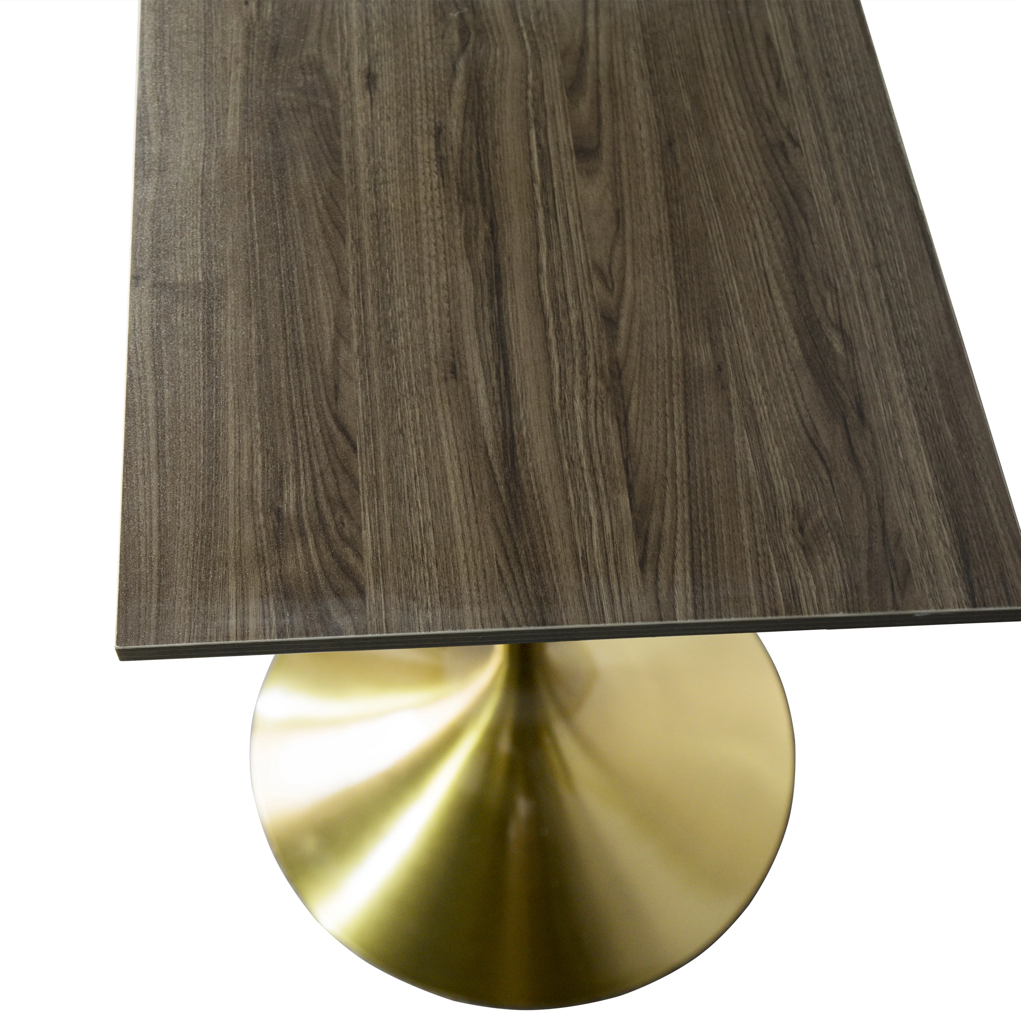 Verve Collection 24 Square Top Bar Height Table, Brushed Gold Base with Dark Maple MDF Top