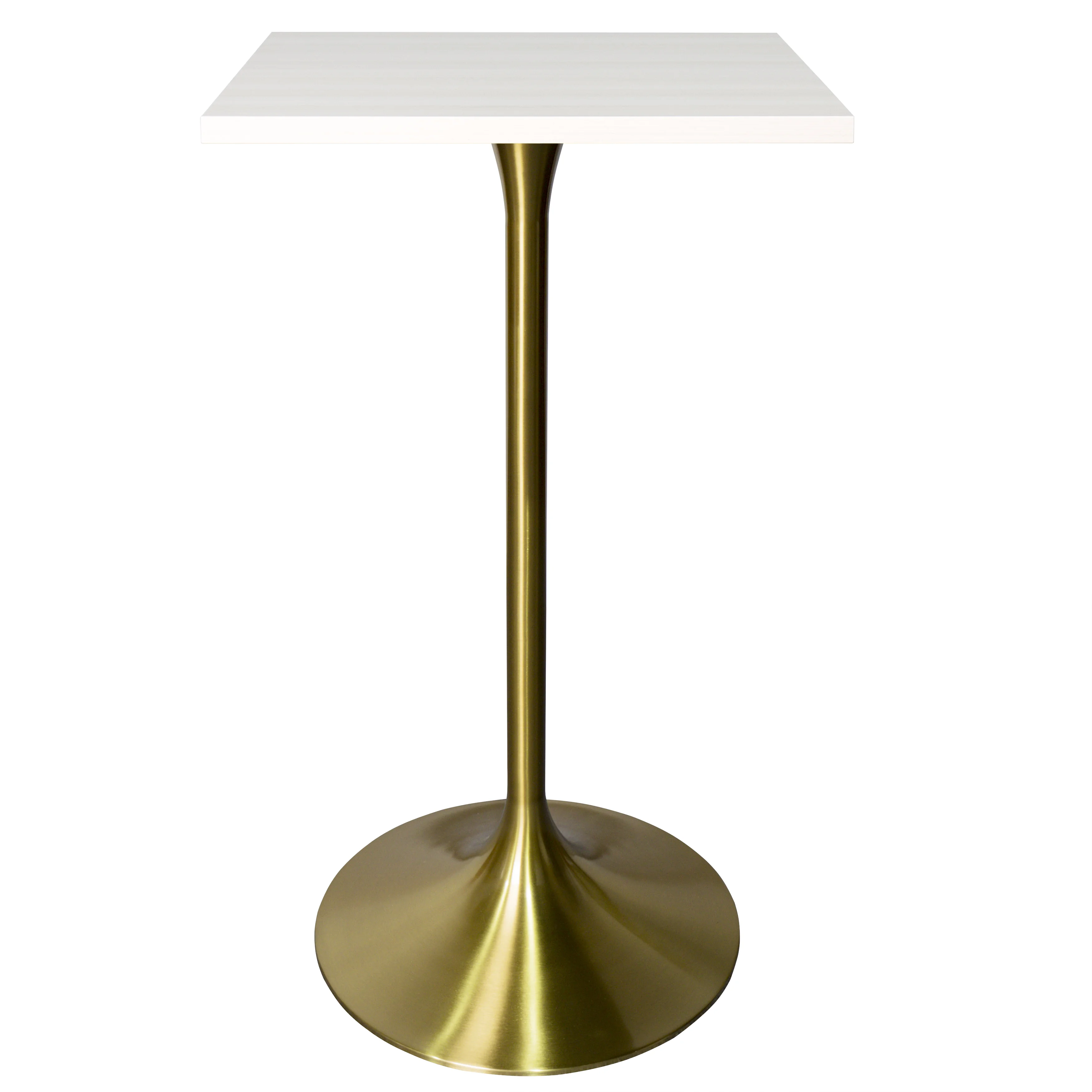 Verve Collection 24 Square Top Bar Height Table, Brushed Gold Base with Light Natural Wood MDF Top