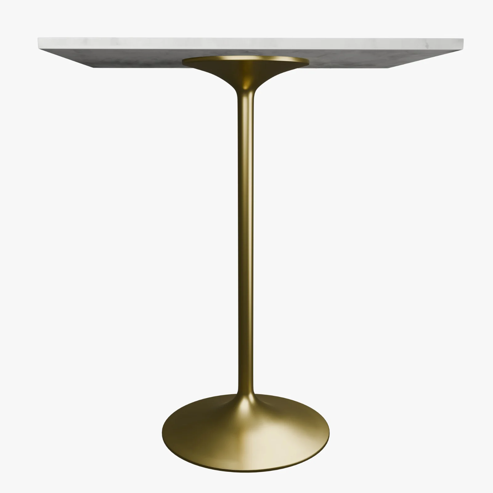 Verve Collection Modern Bar Height Table Brushed Gold Base with 36" Square Marbleized White Laminated  Top