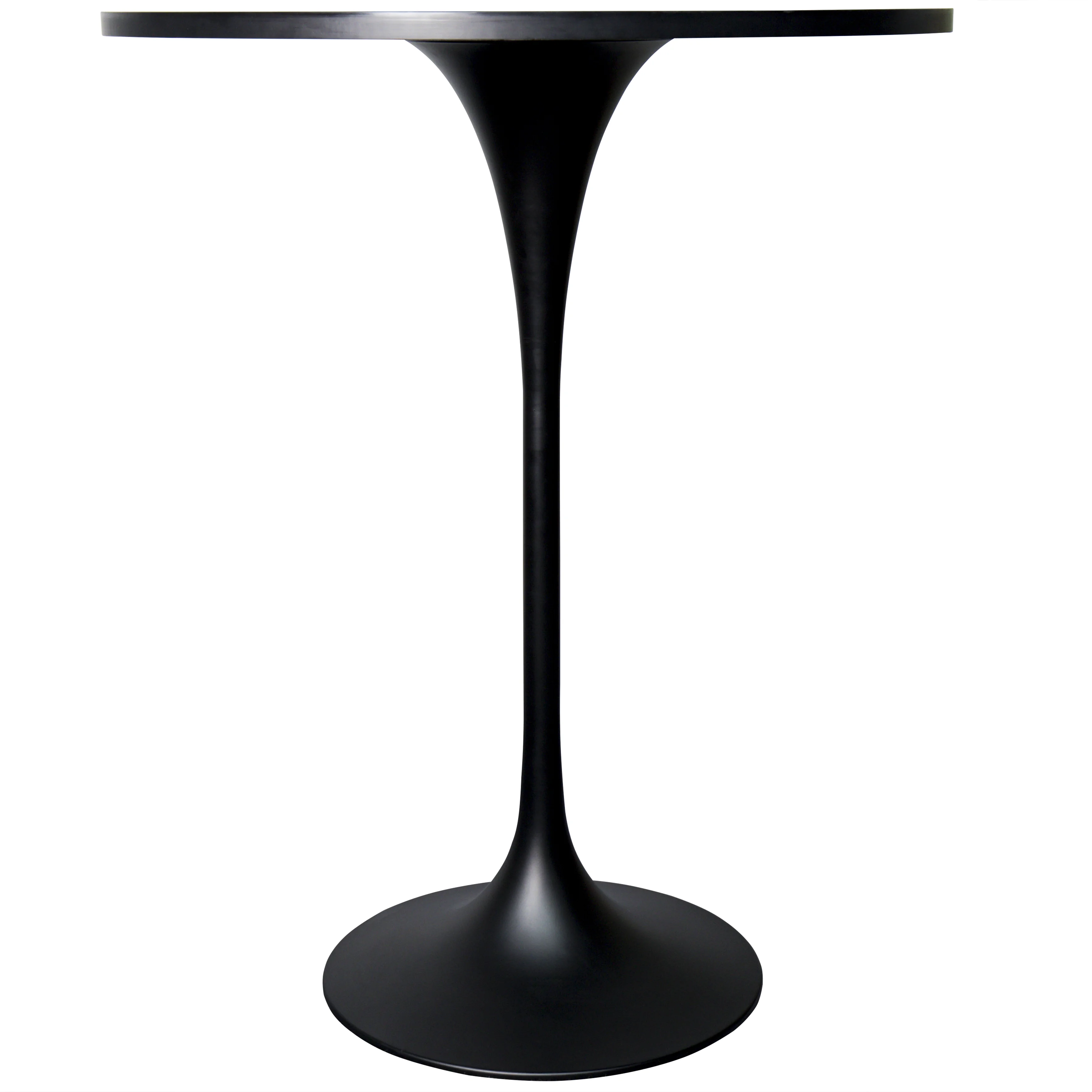 Verve Collection Modern Bar Height Table Black Base with 27" Round Black Marbelized Sintered Stone Top