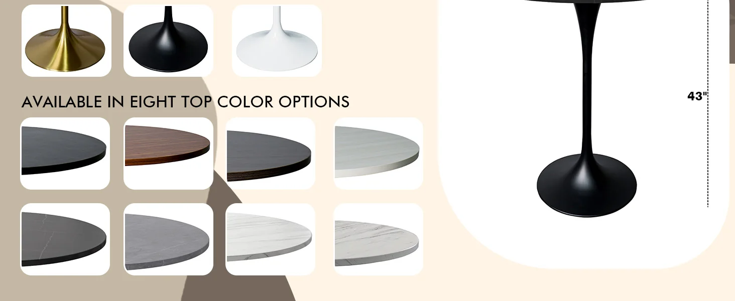 Verve Collection Modern Bar Height Table Black Base with 36" Round Black Marbelized Sintered Stone Top