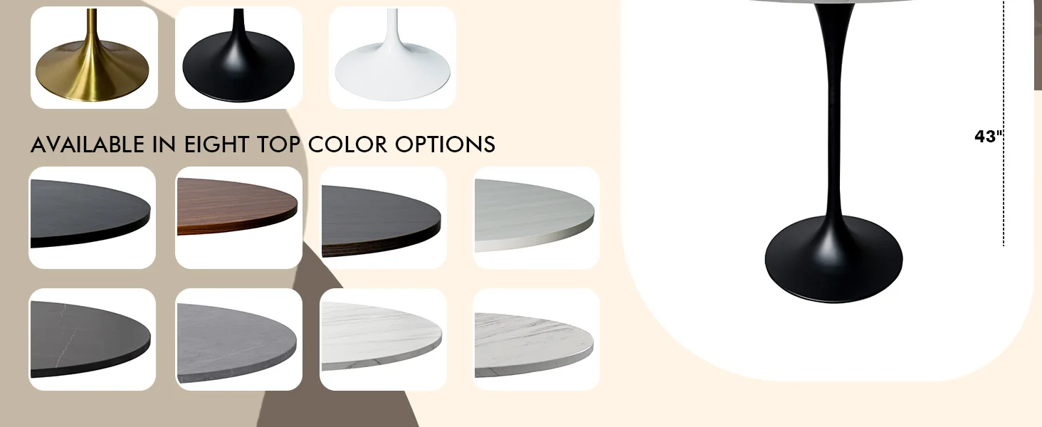 Verve Collection Modern Bar Height Table Black Base with 36" Round Marble White Sintered Stone Top