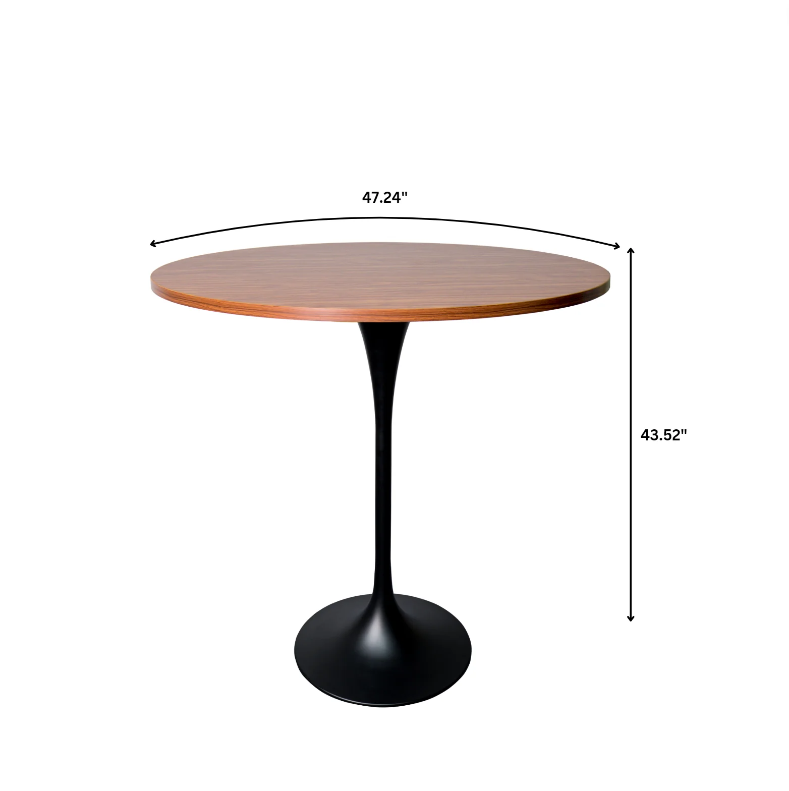 Verve Collection Modern Bar Height Table Black Base with 48" Round Cognac Brown MDF Top