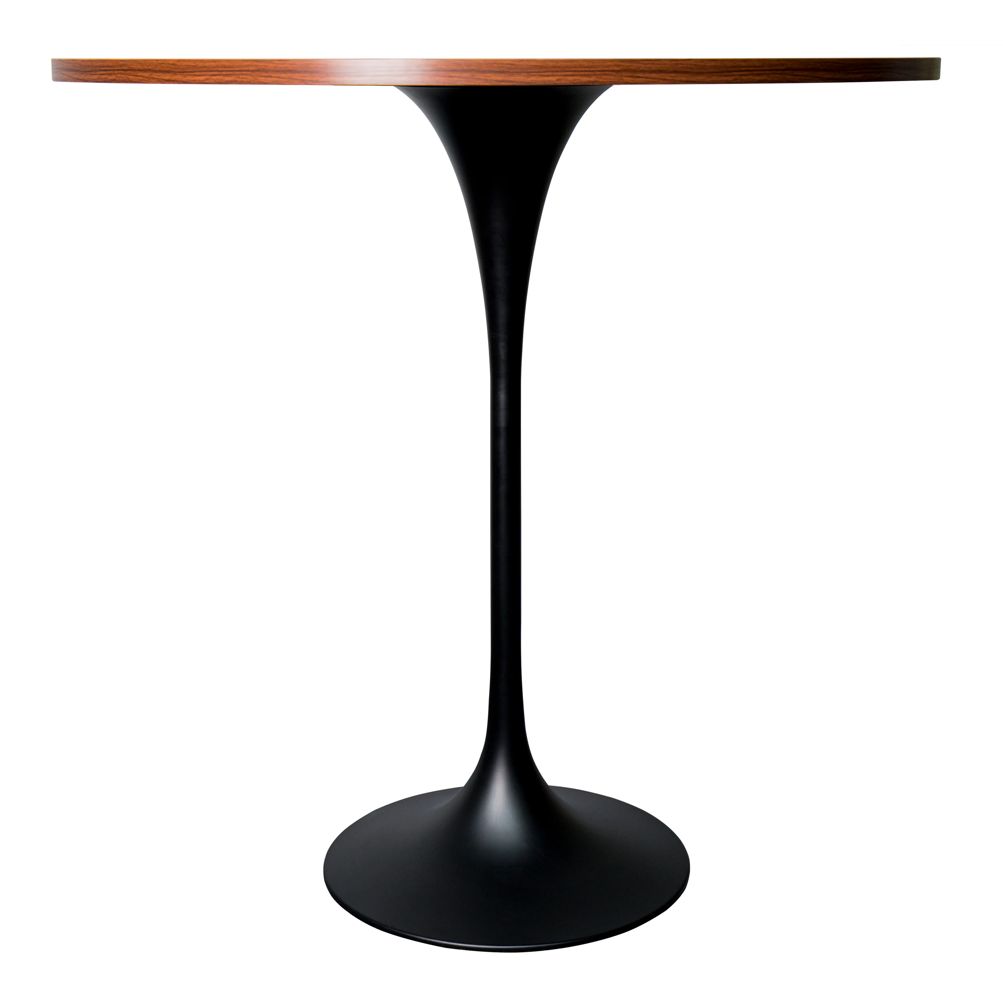 Verve Collection Modern Bar Height Table Black Base with 48" Round Cognac Brown MDF Top