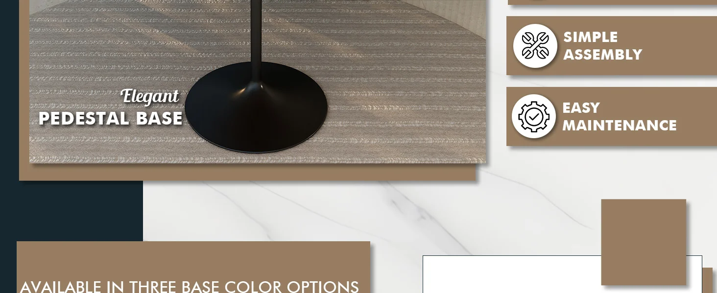 Verve Collection Modern Bar Height Table Black Base with 48" Round Cognac Brown MDF Top