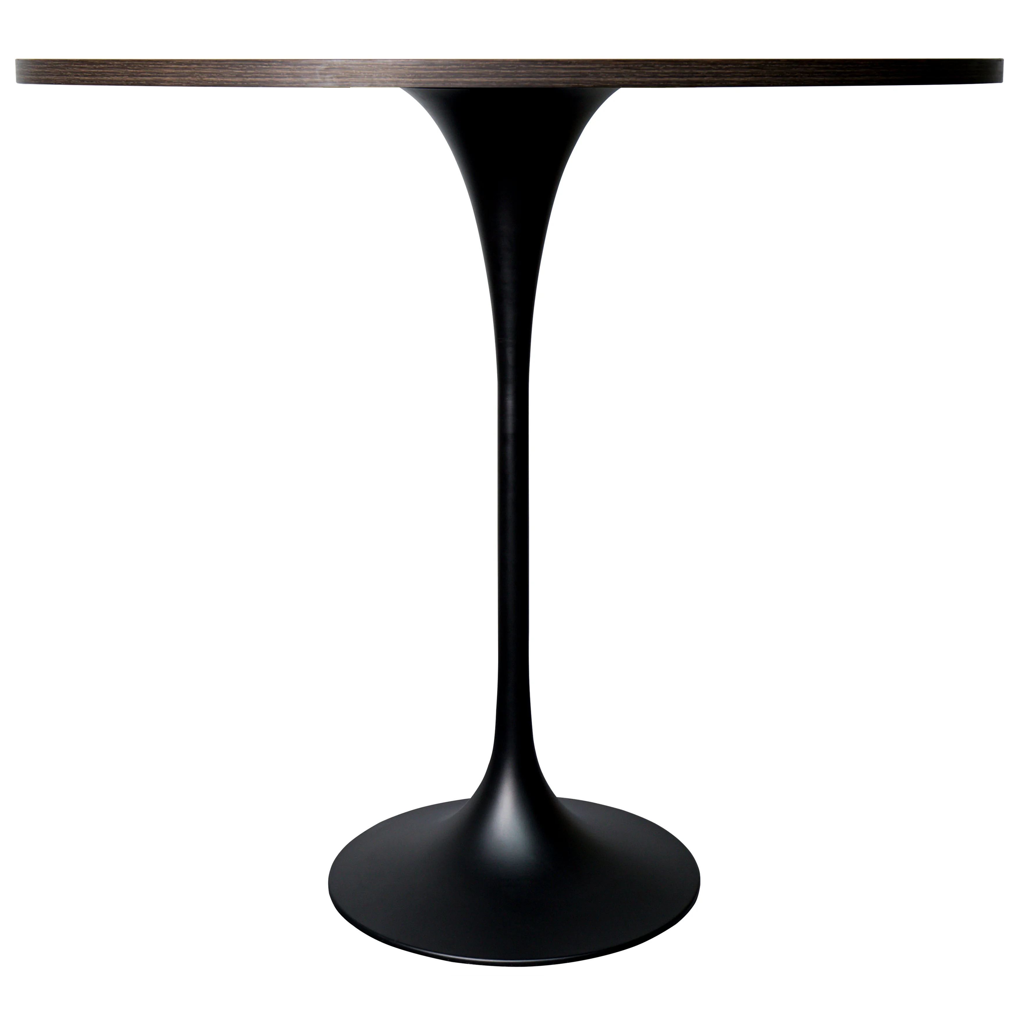 Verve Collection Modern Bar Height Table Black Base with 48" Round Dark Walnut MDF Top