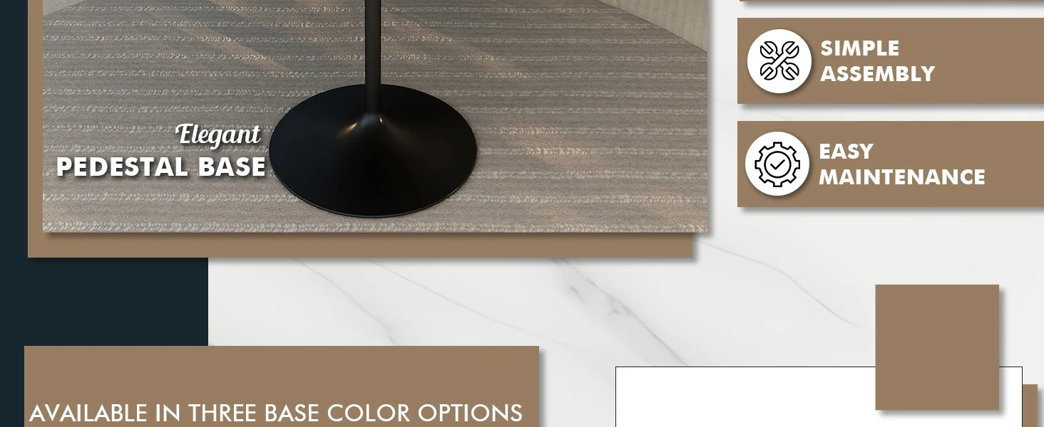 Verve Collection Modern Bar Height Table Black Base with 48" Round Dark Walnut MDF Top