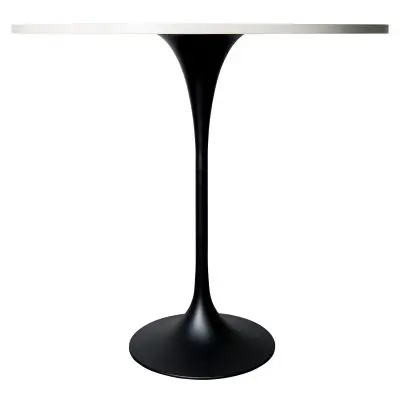 Verve Collection Modern Bar Height Table Black Base with 48" Round Light Natural Wood MDF Top
