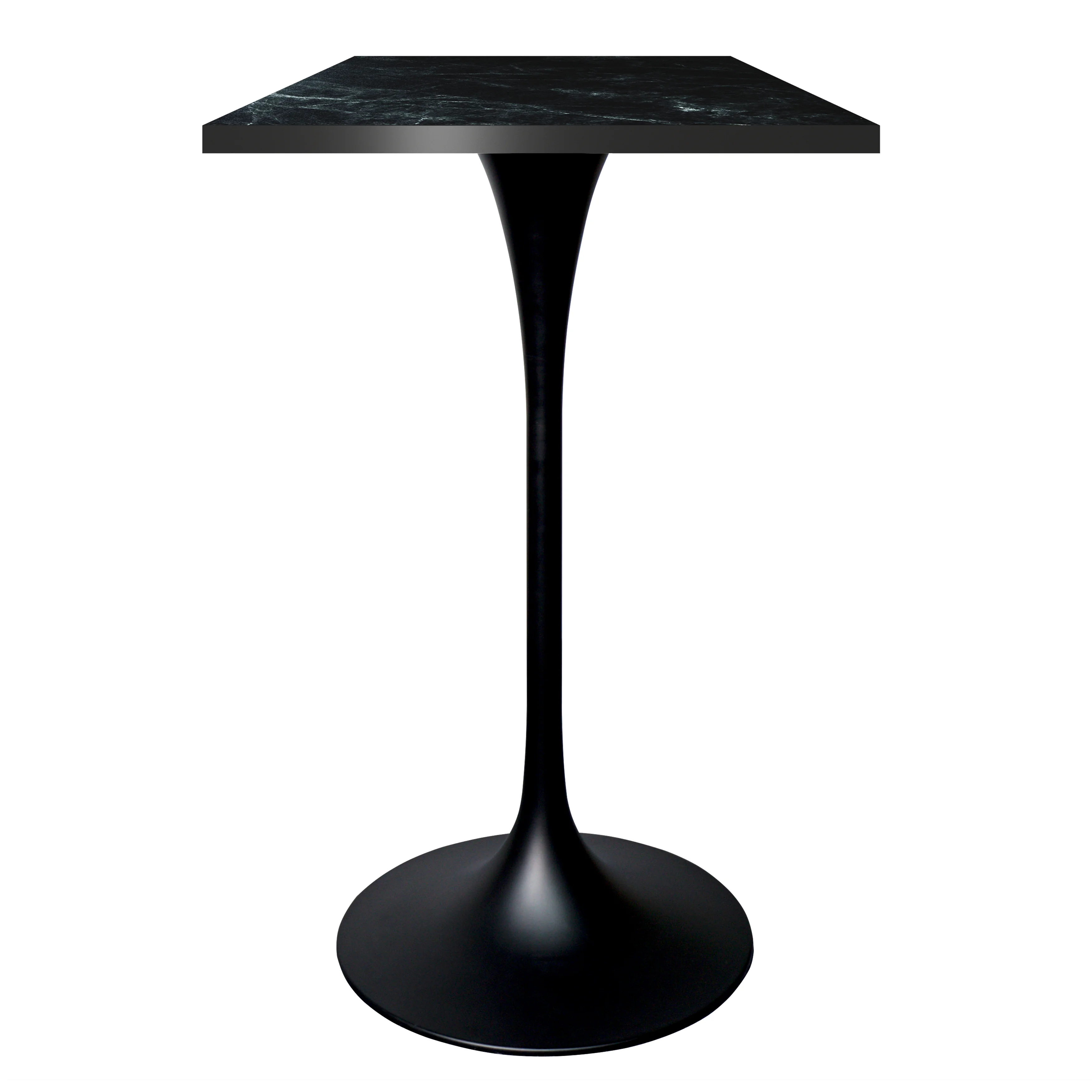 Verve Collection 24 Square Top Bar Height Table, Black Base with Black MDF Top