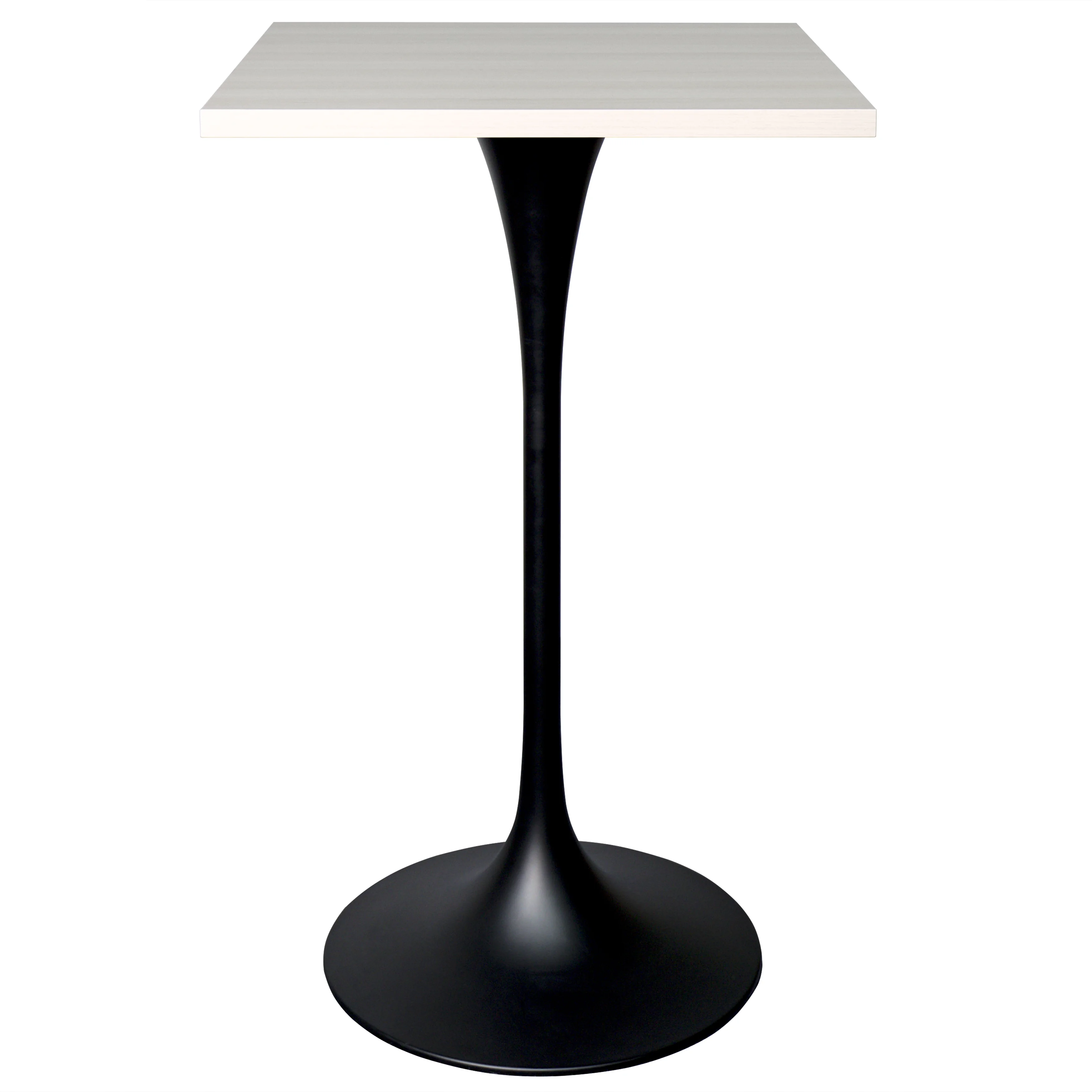 Verve Collection 24 Square Top Bar Height Table, Black Base with Light Natural Wood MDF Top