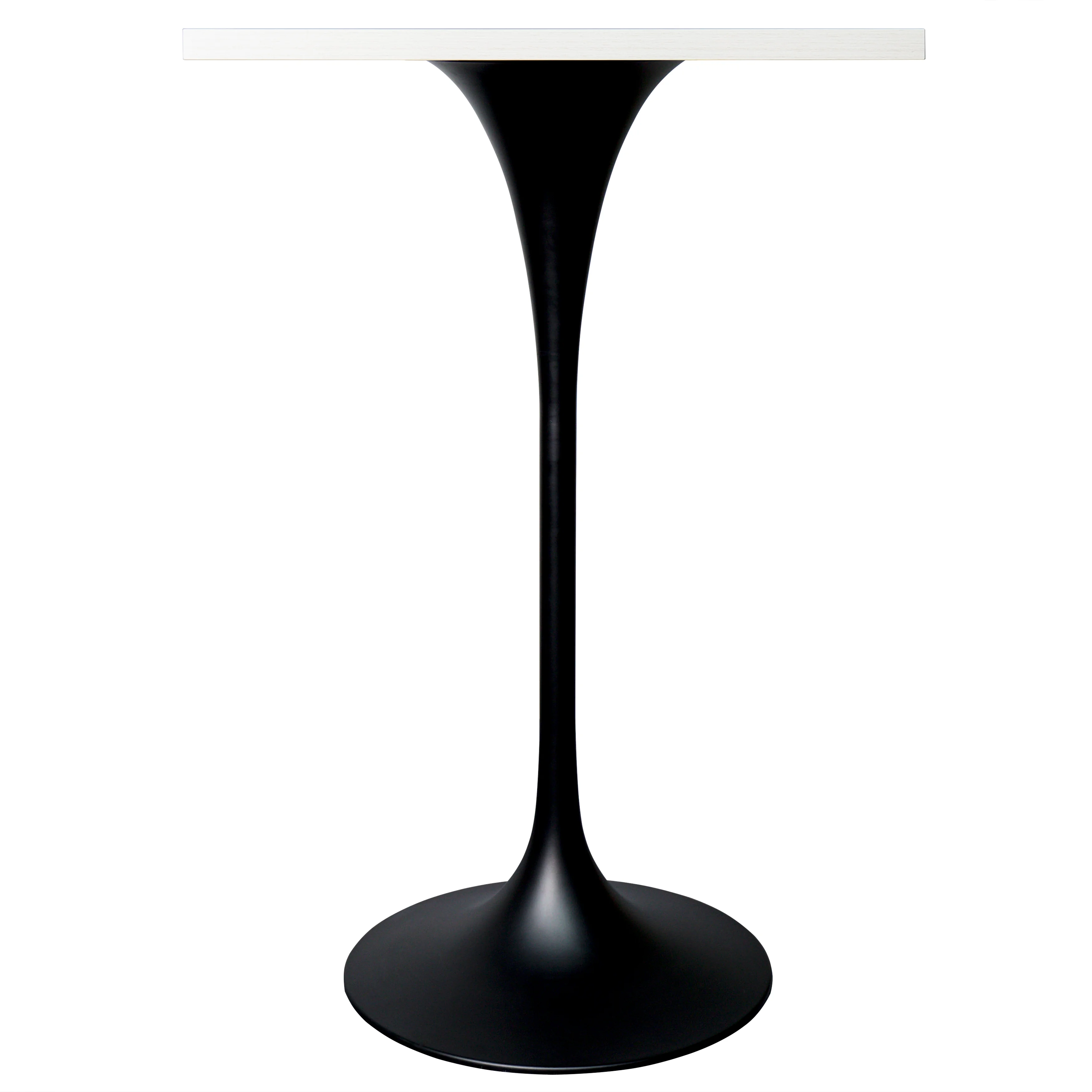 Verve Collection 24 Square Top Bar Height Table, Black Base with Light Natural Wood MDF Top