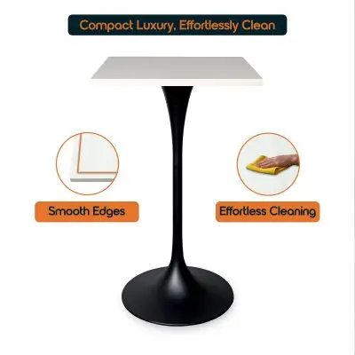 Verve Collection 24 Square Top Bar Height Table, Black Base with Light Natural Wood MDF Top