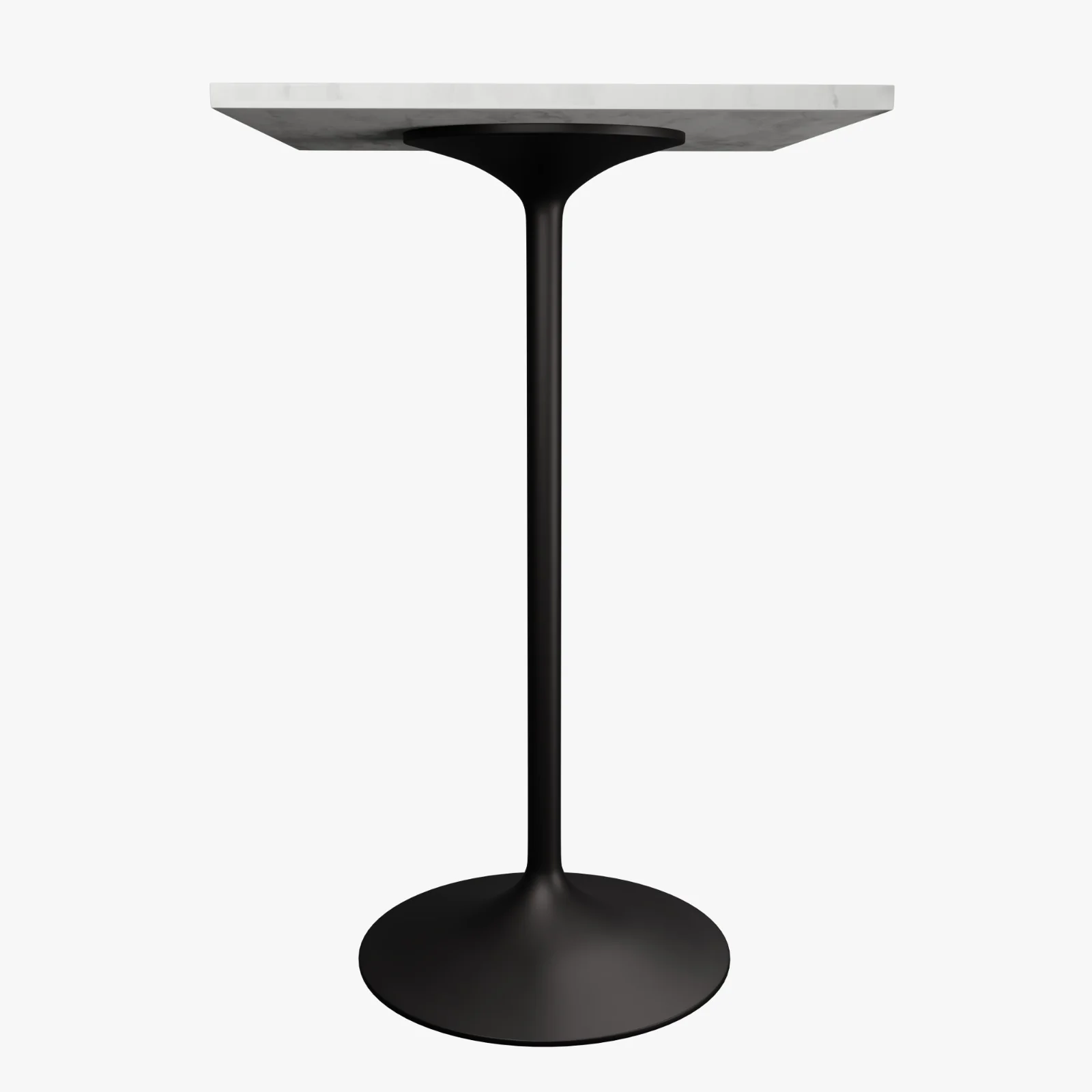 Verve Collection Modern Bar Height Table Black Base with 27" Square Marbleized White Laminated  Top