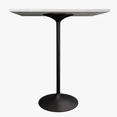 Verve Collection Modern Bar Height Table Black Base with 36" Square Marbleized White Laminated  Top