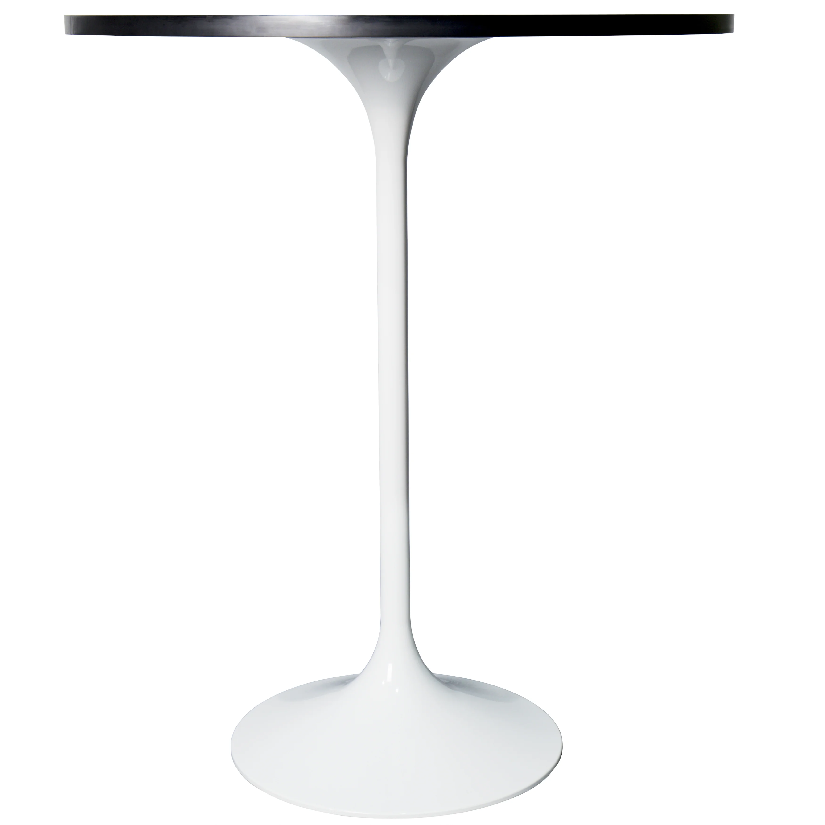 Verve Collection Modern Bar Height Table White Base with 27" Round Black Marbelized Sintered Stone Top