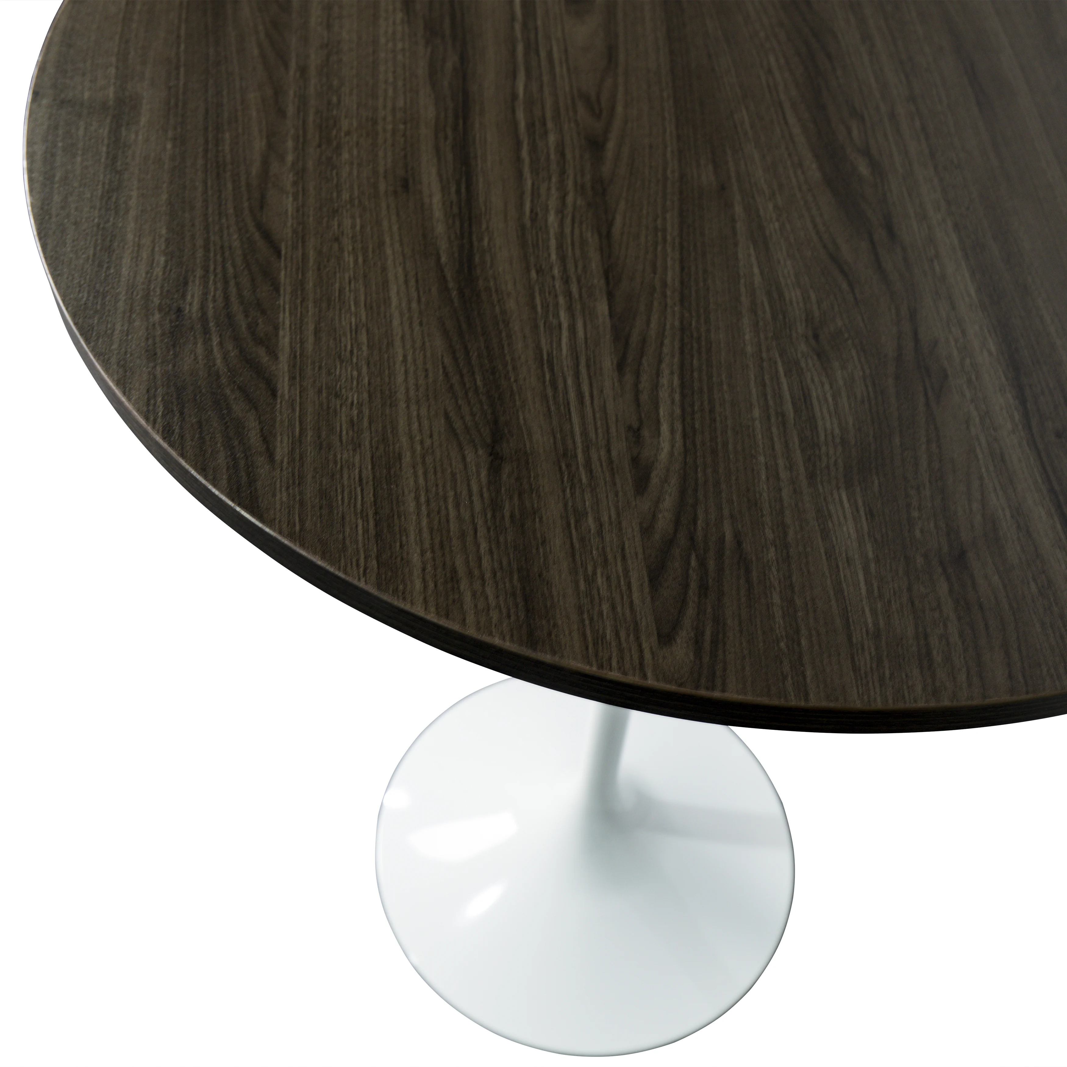 Verve Collection Modern Bar Height Table White Base with 27" Round Dark Walnut MDF Top