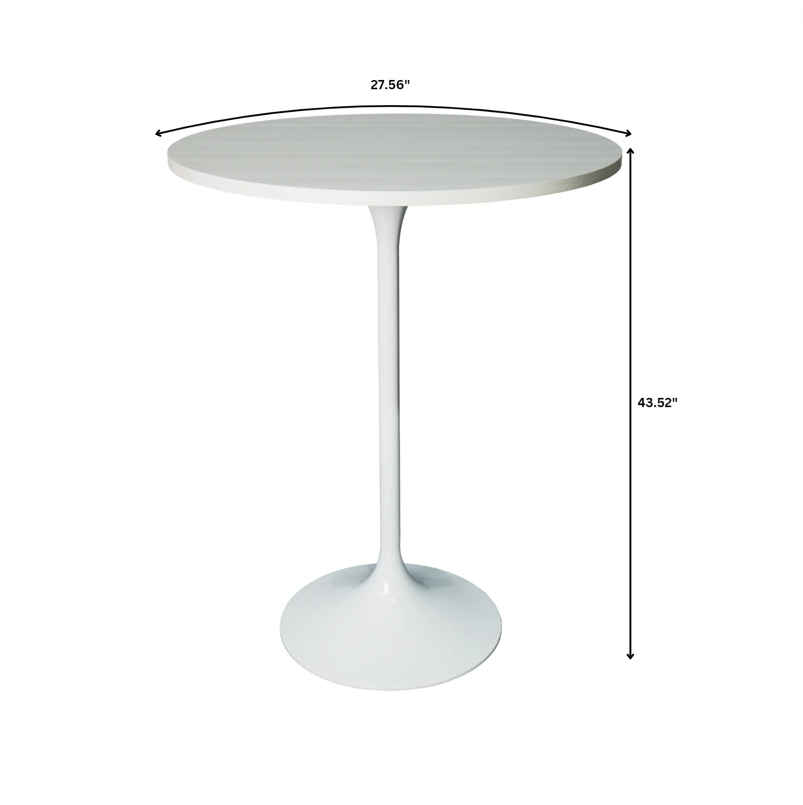 Verve Collection Modern Bar Height Table White Base with 27" Round Light Natural Wood MDF Top
