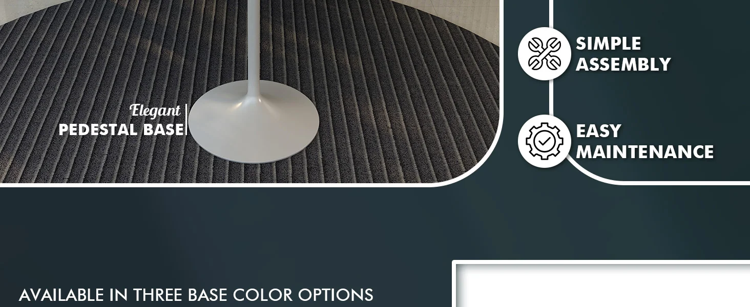 Verve Collection Modern Bar Height Table White Base with 36" Round Black Marbelized Sintered Stone Top