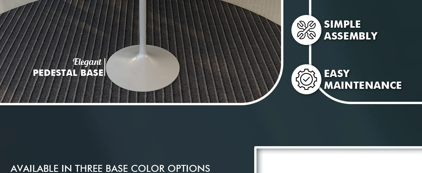 Verve Collection Modern Bar Height Table White Base with 36" Round Cognac Brown MDF Top