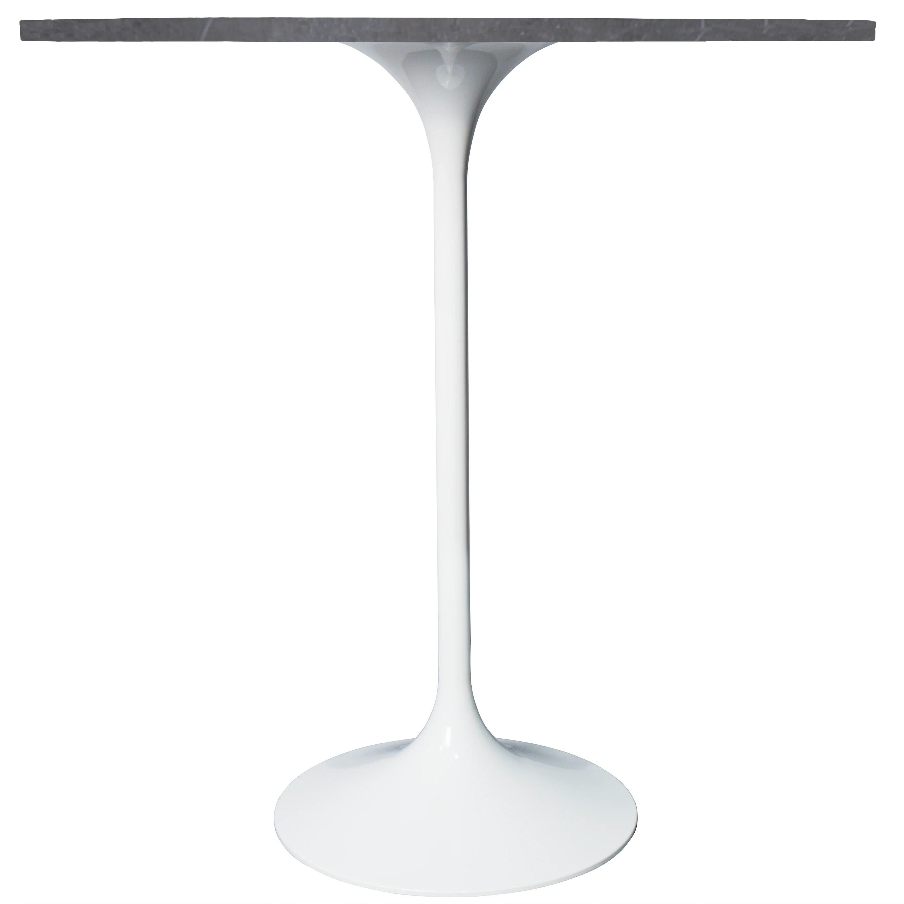 Verve Collection Modern Bar Height Table White Base with 36" Round Marble Grey Sintered Stone Top