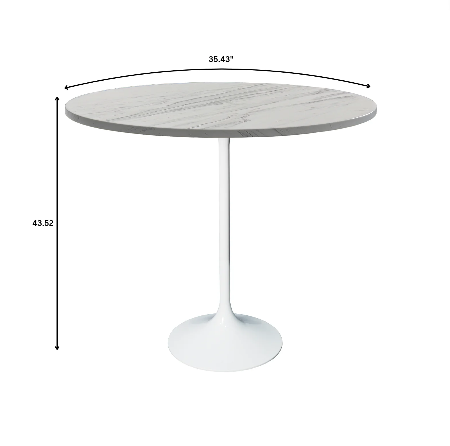 Verve Collection Modern Bar Height Table White Base with 36" Round Marbleized White Laminated Top