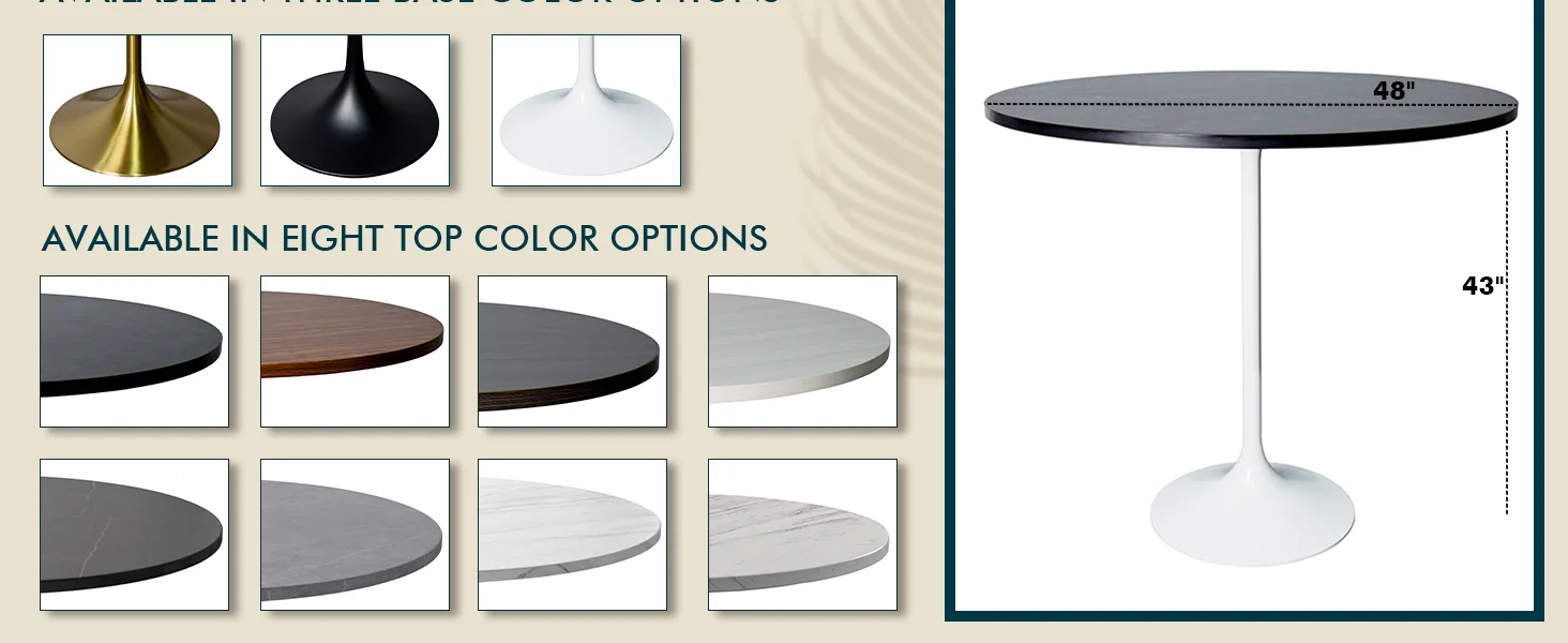 Verve Collection Modern Bar Height Table White Base with 48" Round Black Marbelized Sintered Stone Top