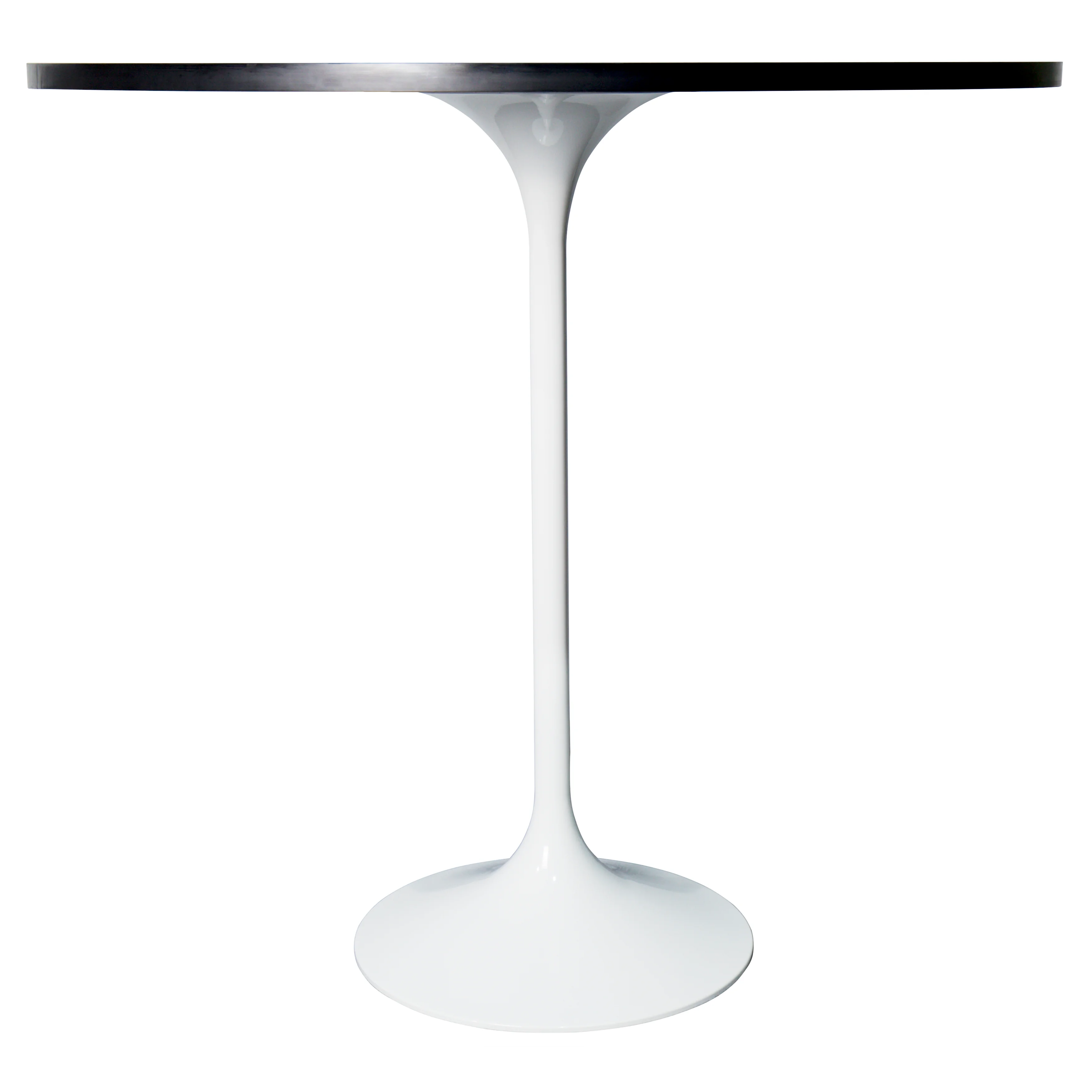 Verve Collection Modern Bar Height Table White Base with 48" Round Black Marbelized Sintered Stone Top
