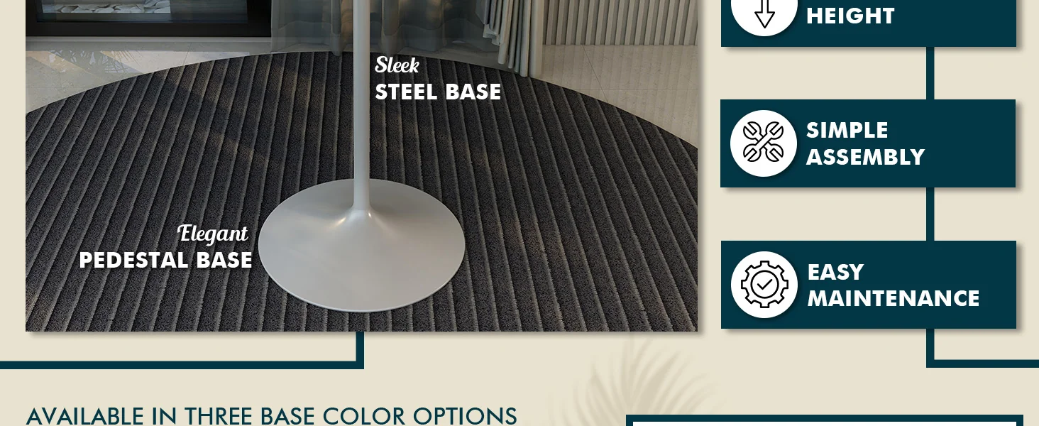 Verve Collection Modern Bar Height Table White Base with 48" Round Dark Walnut MDF Top