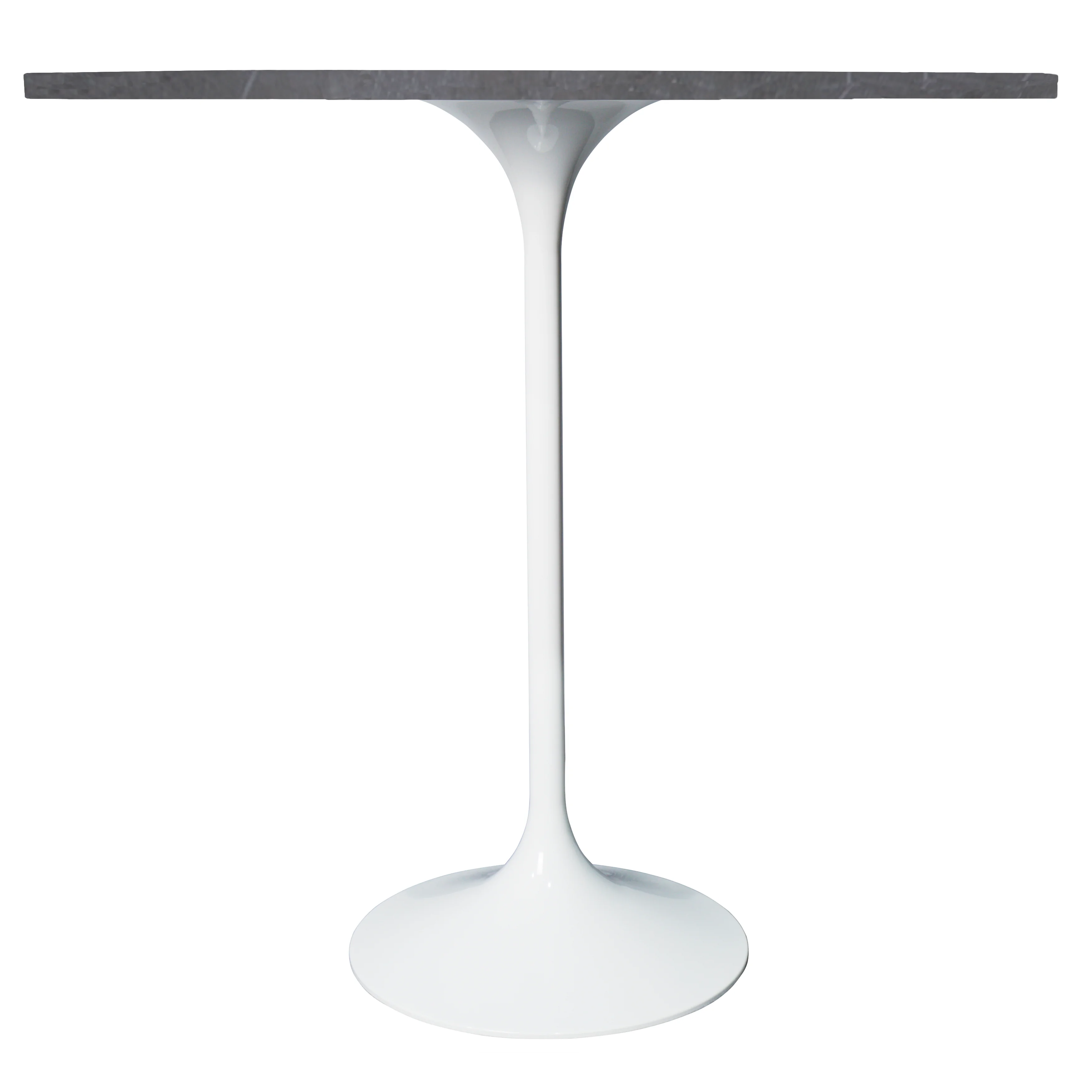 Verve Collection Modern Bar Height Table White Base with 48" Round Marble Grey Sintered Stone Top