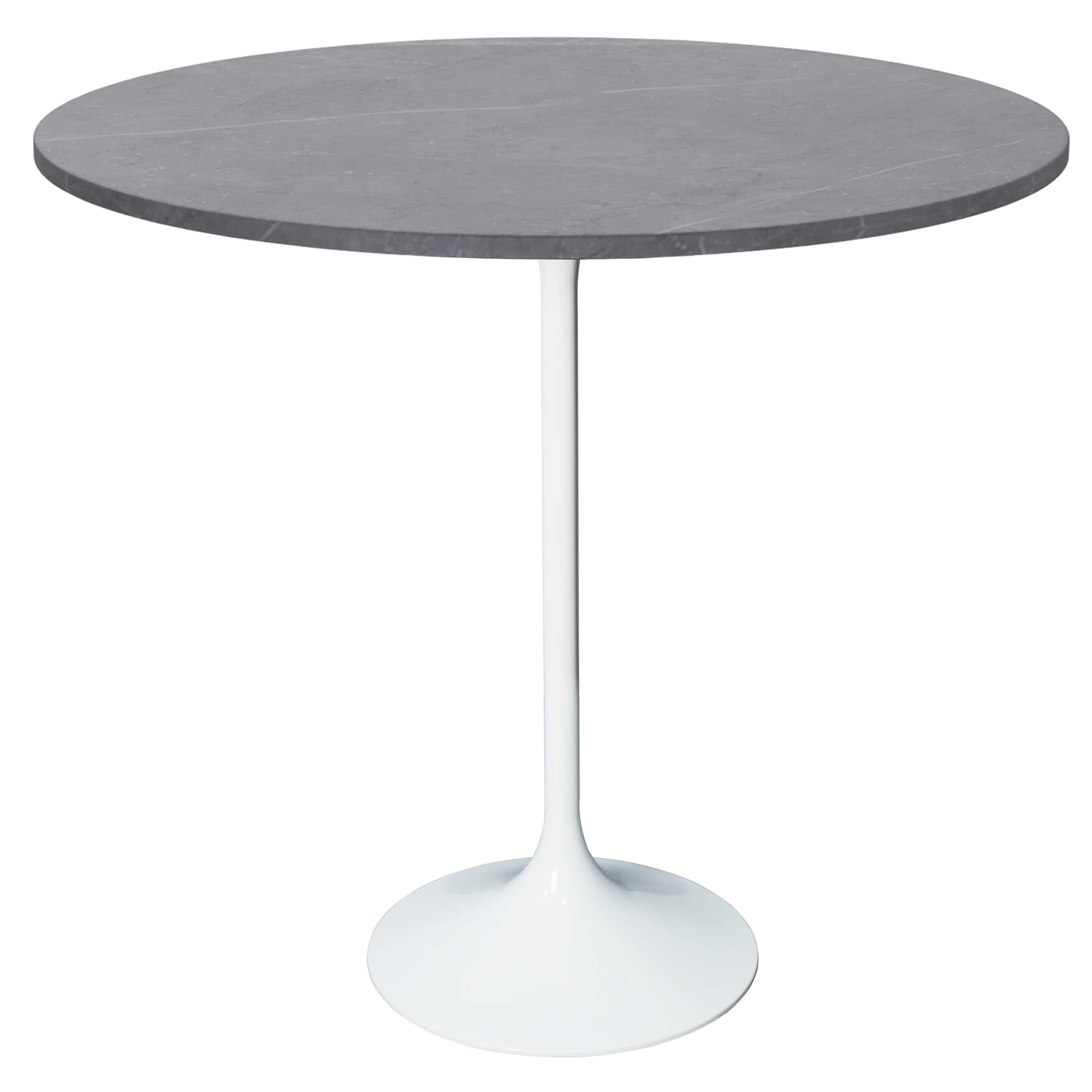 Verve Collection Modern Bar Height Table White Base with 48" Round Marble Grey Sintered Stone Top