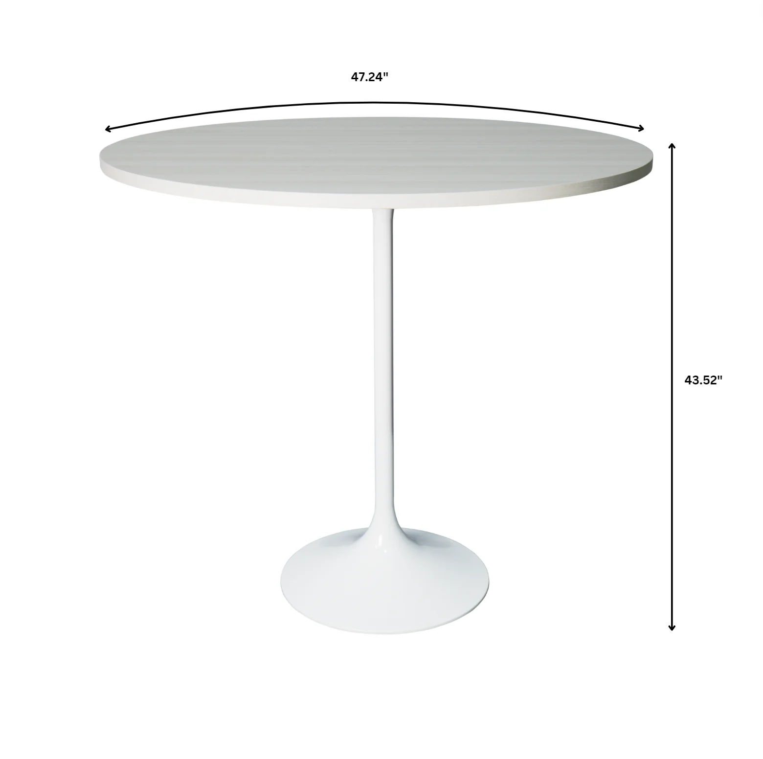 Verve Collection Modern Bar Height Table White Base with 48" Round Light Natural Wood MDF Top