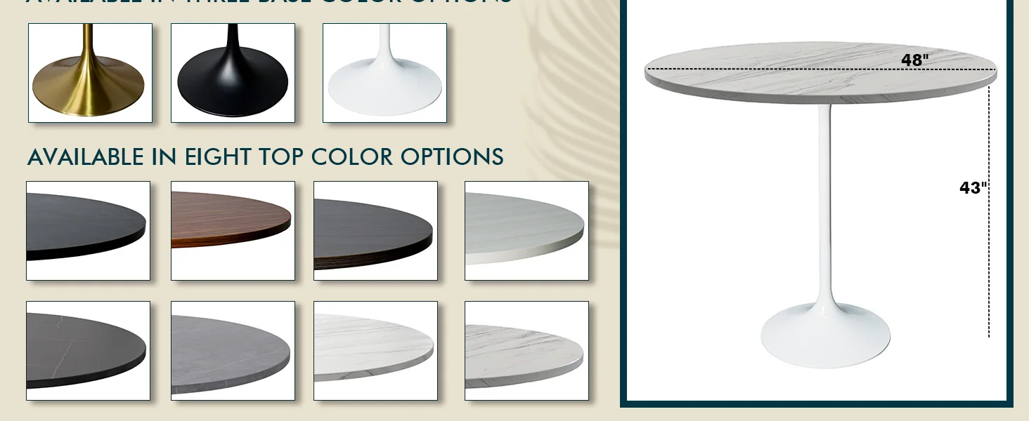 Verve Collection Modern Bar Height Table White Base with 48" Round Marbleized White Laminated Top