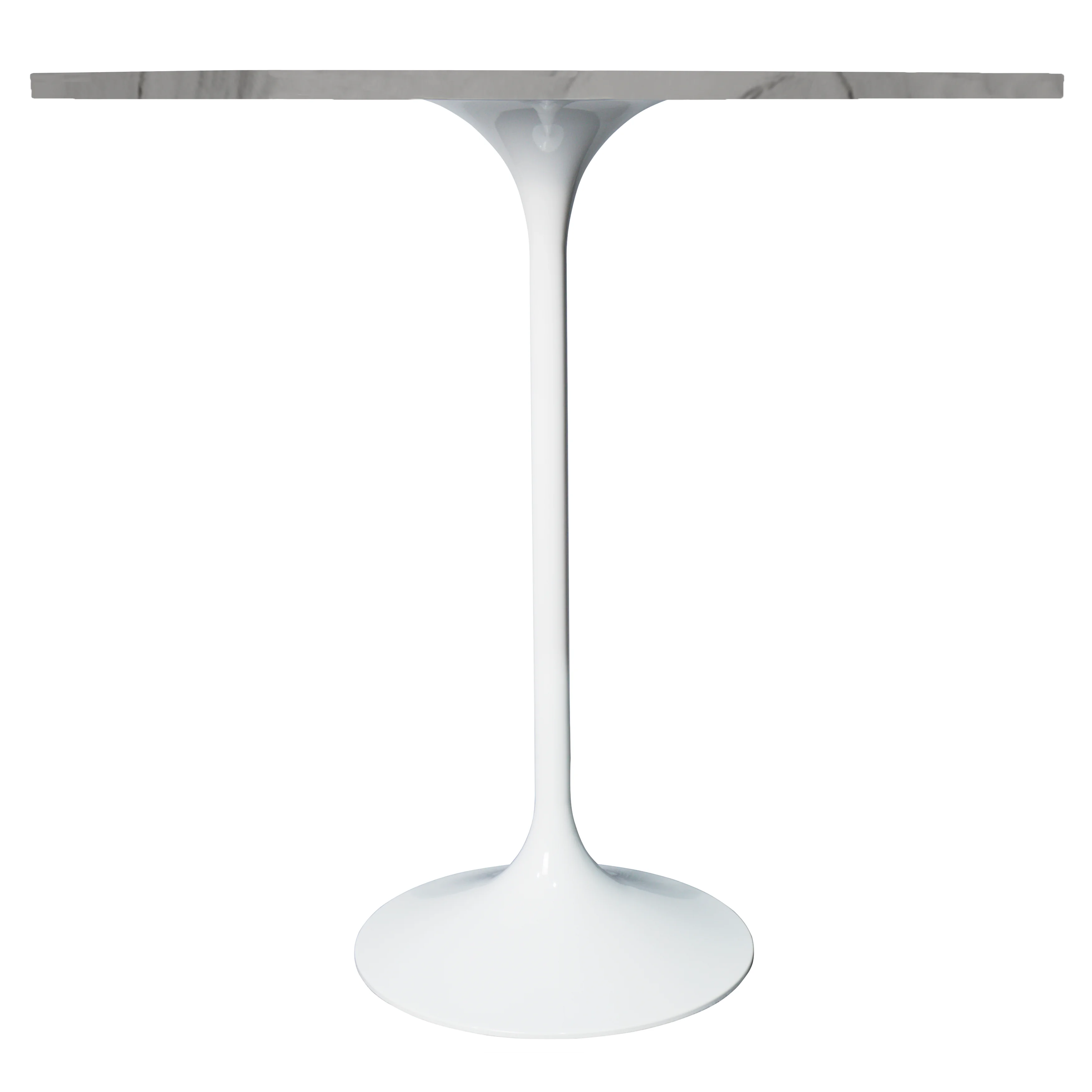 Verve Collection Modern Bar Height Table White Base with 48" Round Marble White Sintered Stone Top