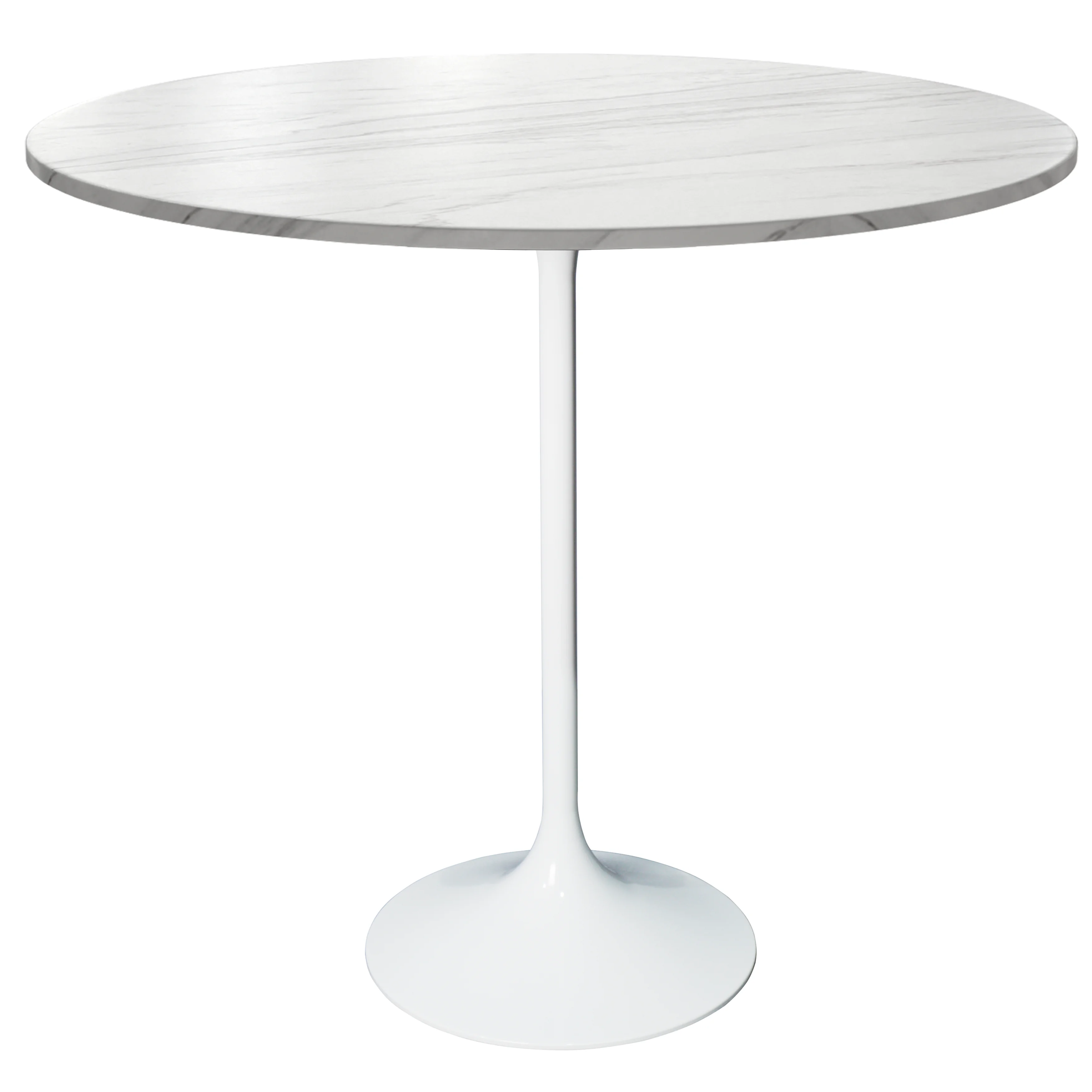 Verve Collection Modern Bar Height Table White Base with 48" Round Marble White Sintered Stone Top