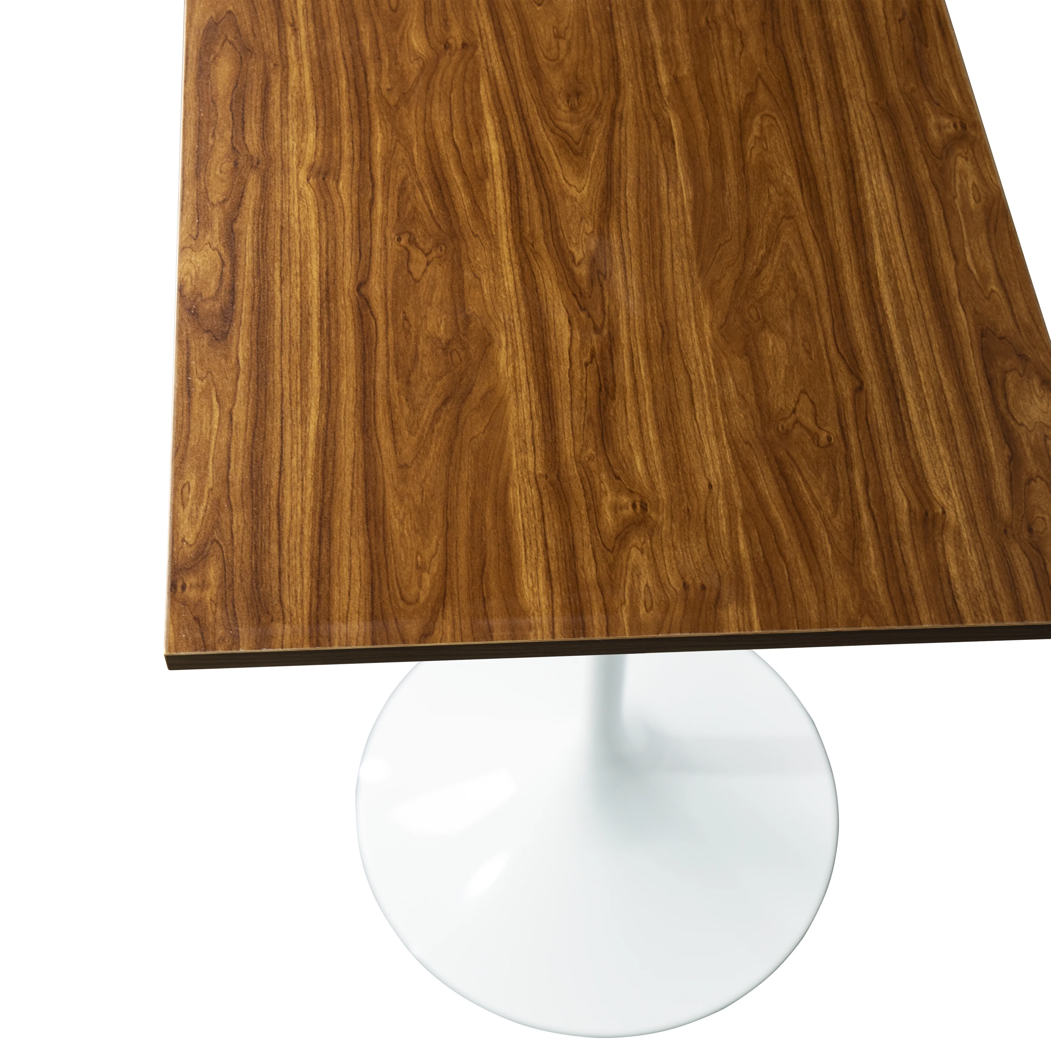 Verve Collection 24 Square Top Bar Height Table, White Base with Dark Maple MDF Top