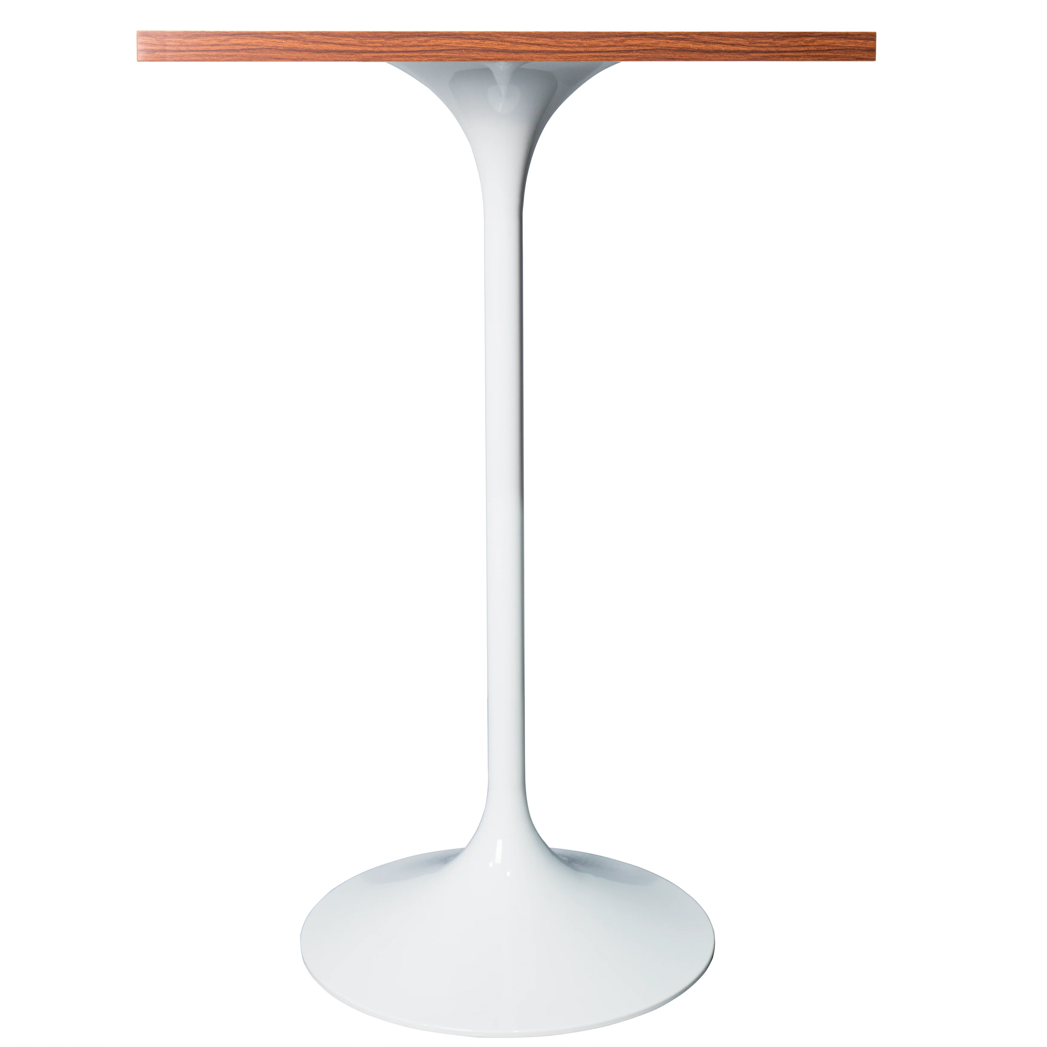 Verve Collection 24 Square Top Bar Height Table, White Base with Dark Maple MDF Top
