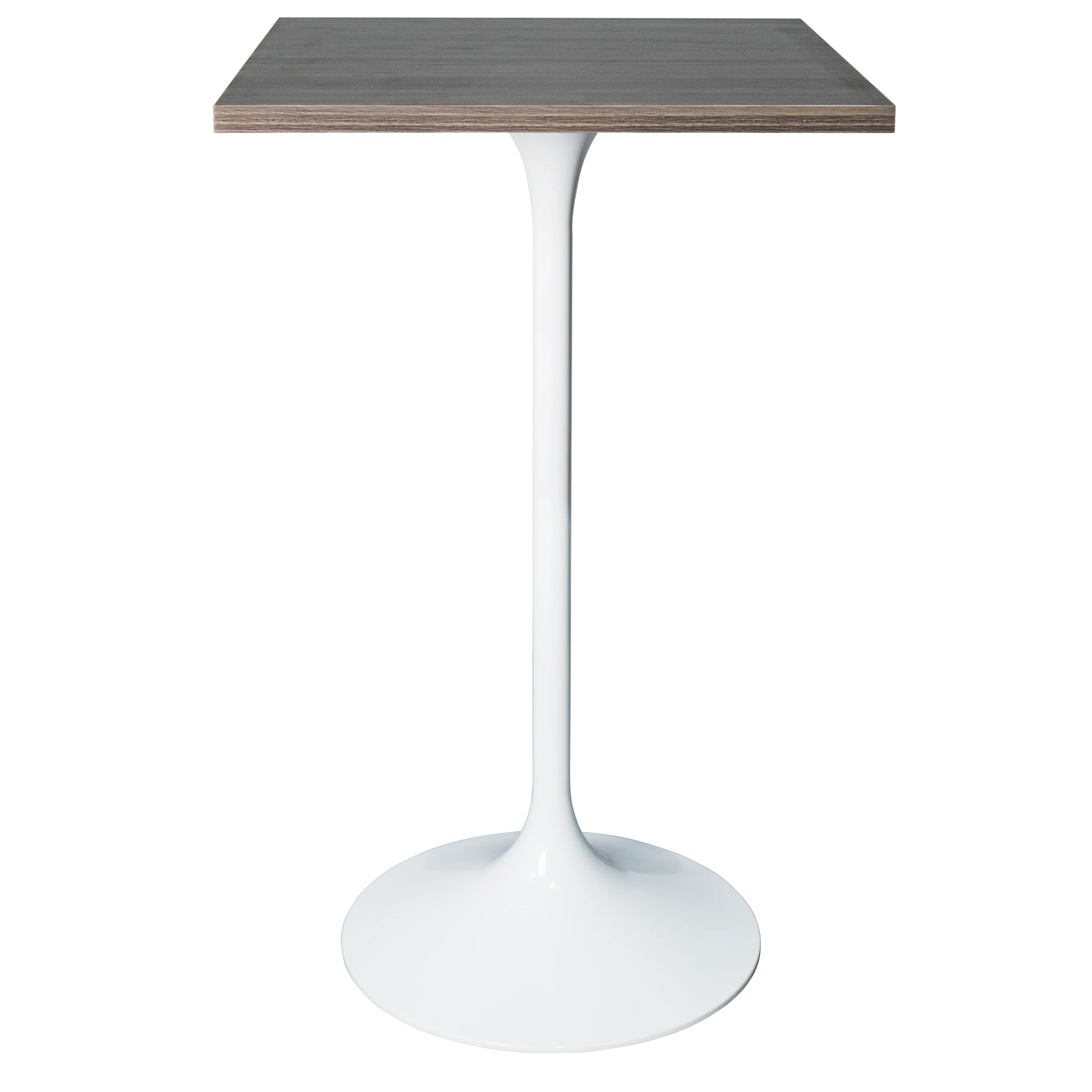 Verve Collection 24 Square Top Bar Height Table, White Base with Dark Maple MDF Top