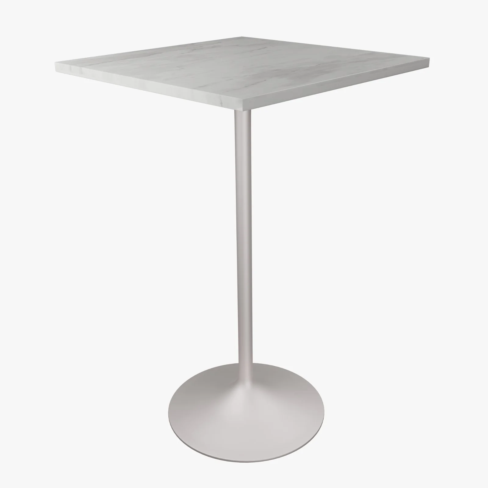 Verve Collection Modern Bar Height Table White Base with 27" Square Marbleized White Laminated  Top
