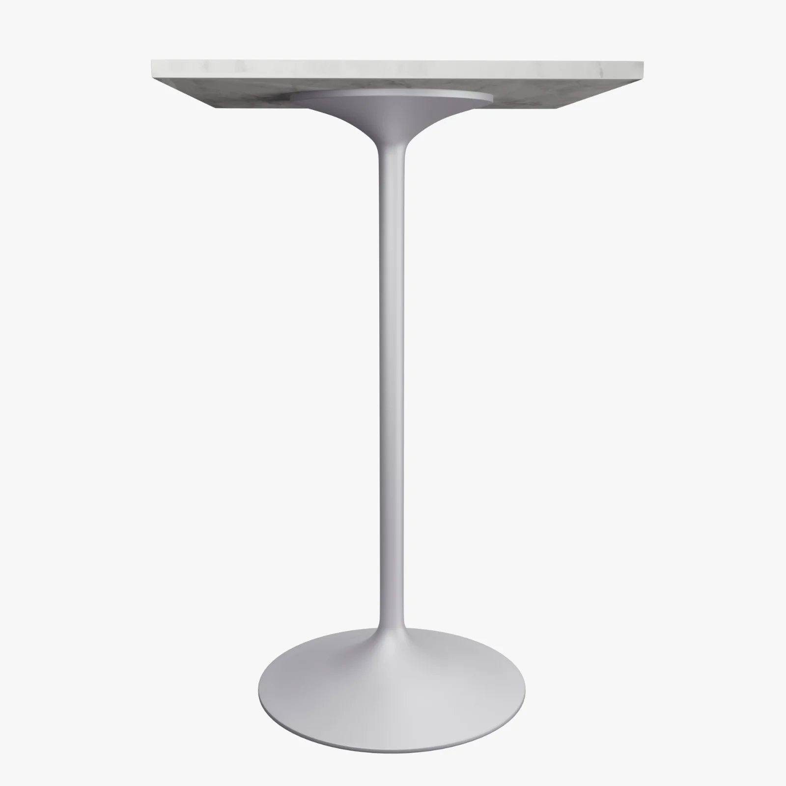 Verve Collection Modern Bar Height Table White Base with 27" Square Marbleized White Laminated  Top