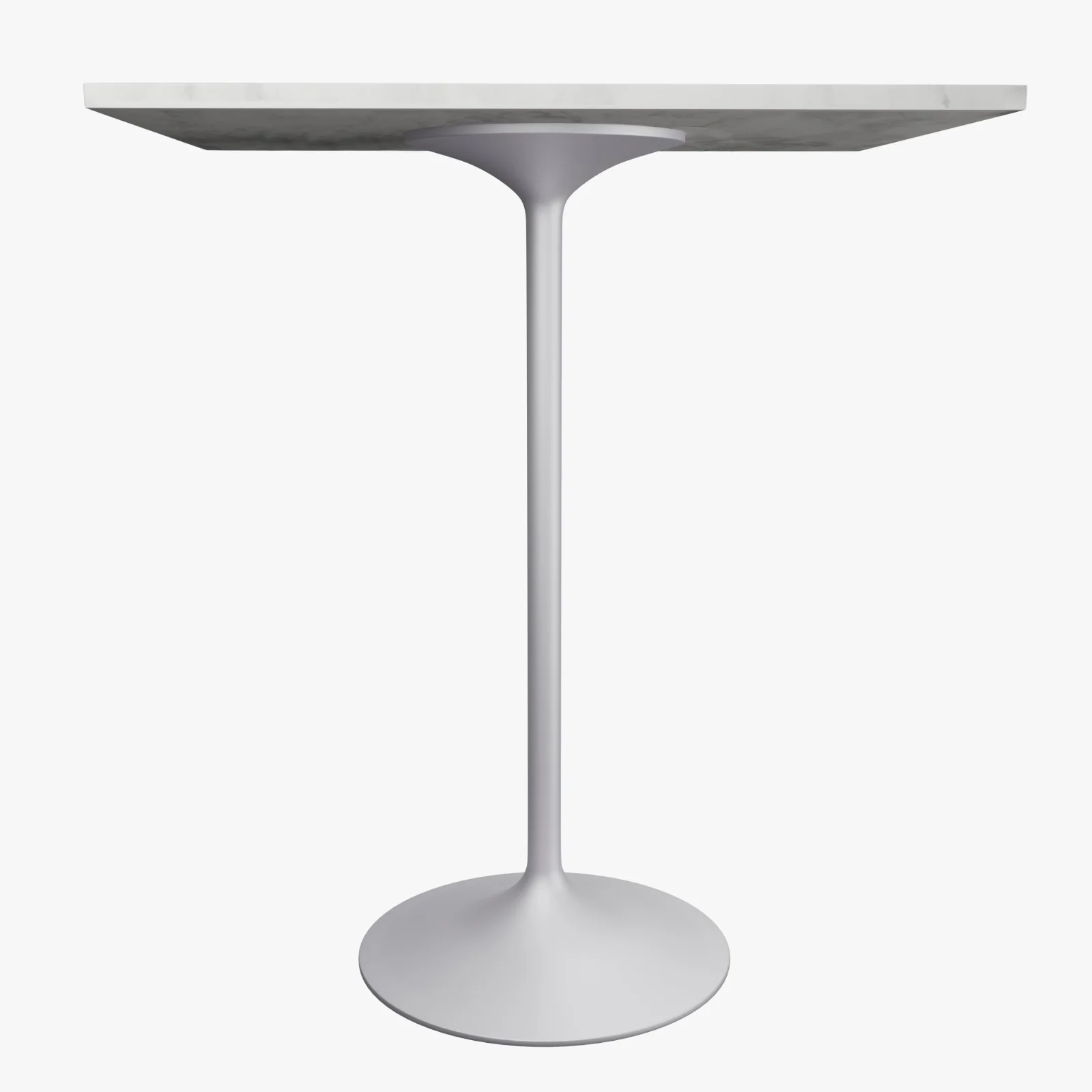 Verve Collection Modern Bar Height Table White Base with 36" Square Marbleized White Laminated  Top