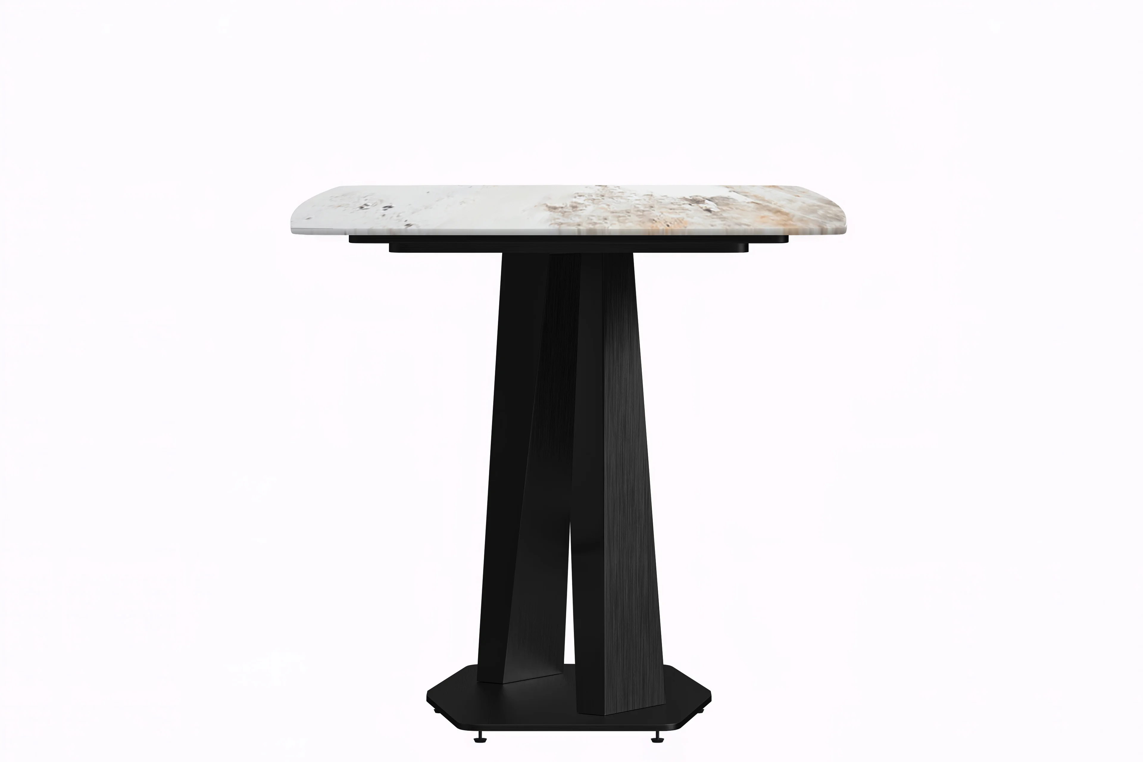 Voren Series Modern Dining Table Black Base, With 55 White Grey Sintered Stone Top
