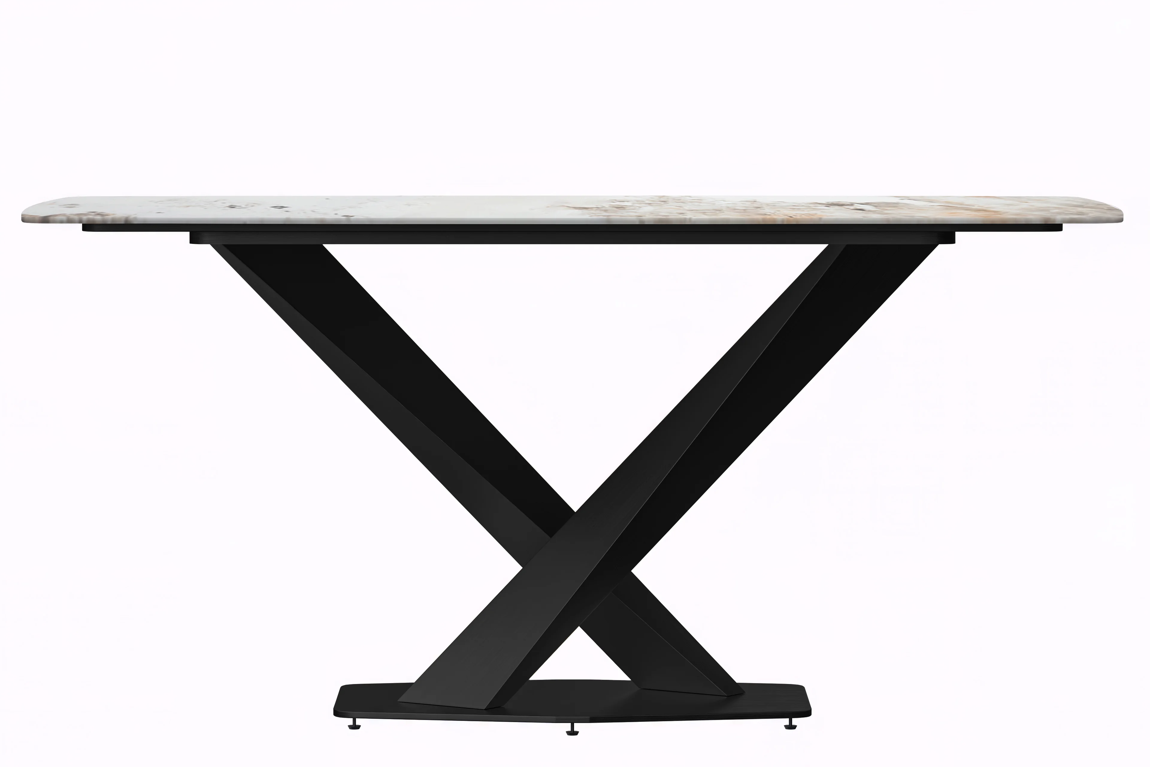 Voren Series Modern Dining Table Black Base, With 55 White Grey Sintered Stone Top
