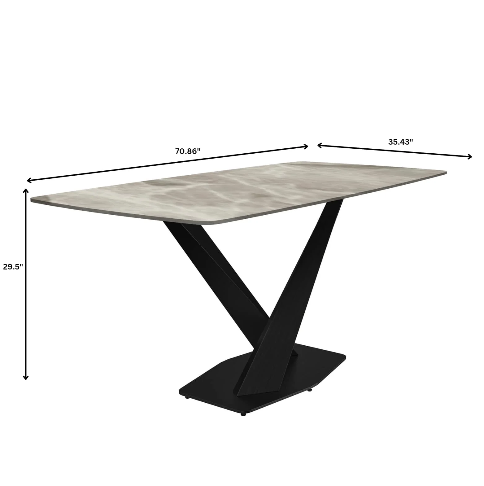 Voren Series Modern Dining Table Black Base, With 55 Deep Grey Sintered Stone Top