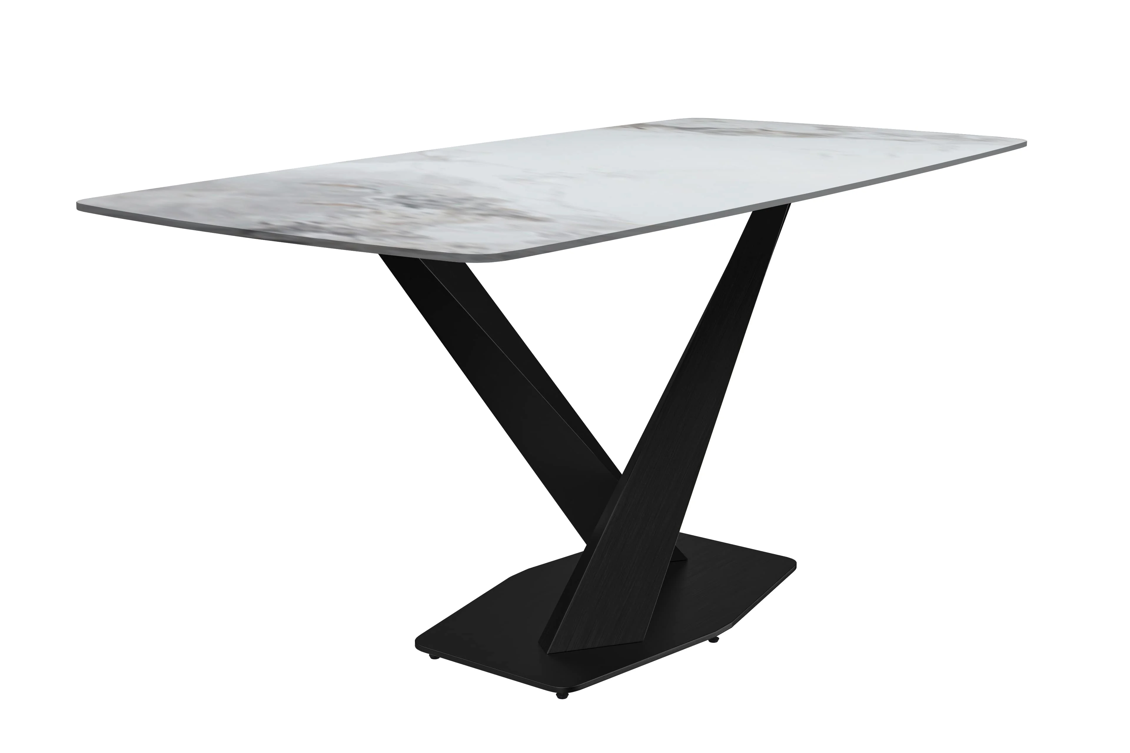Voren Series Modern Dining Table Black Base, With 55 Medium Grey Sintered Stone Top