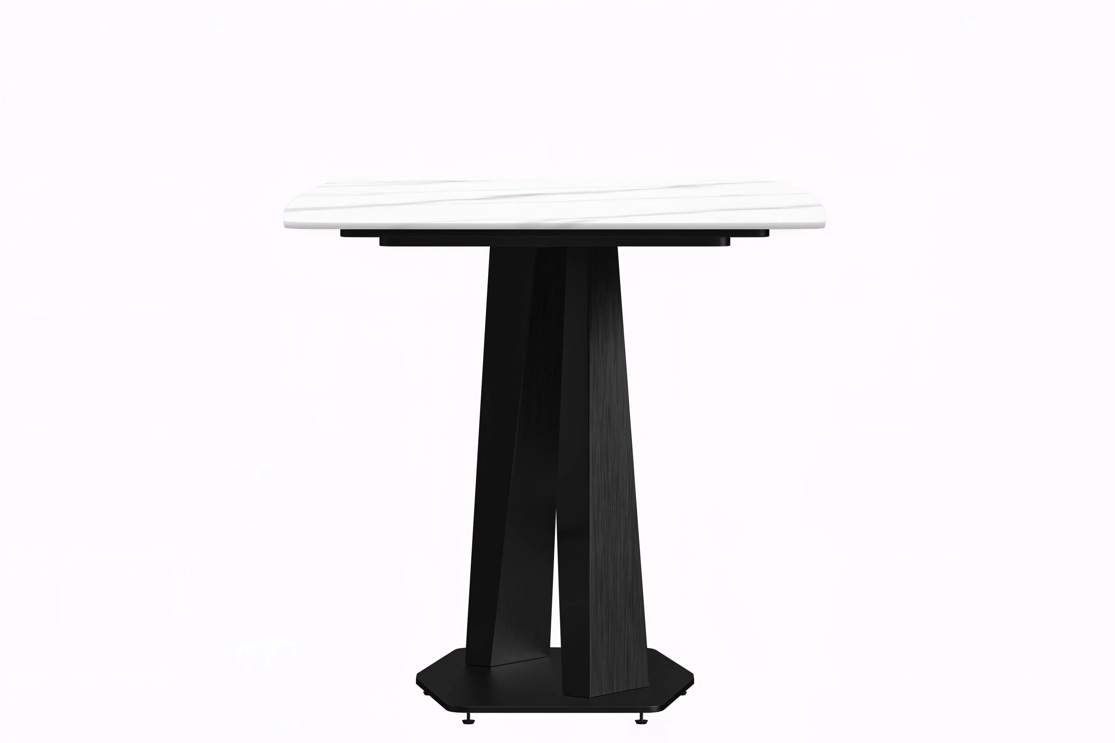 Voren Series Modern Dining Table Black Base, With 55 White Sintered Stone Top