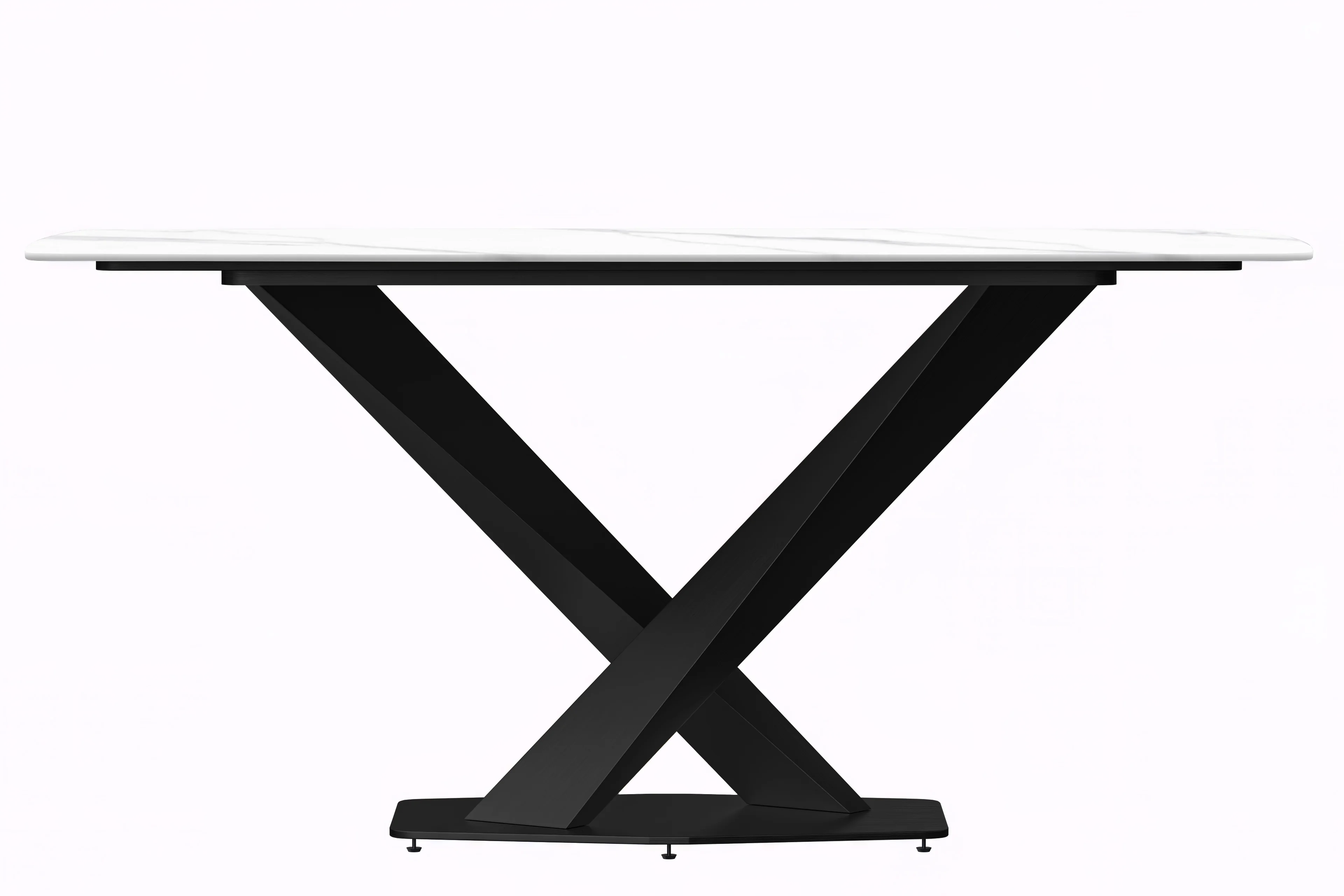 Voren Series Modern Dining Table Black Base, With 55 White Sintered Stone Top