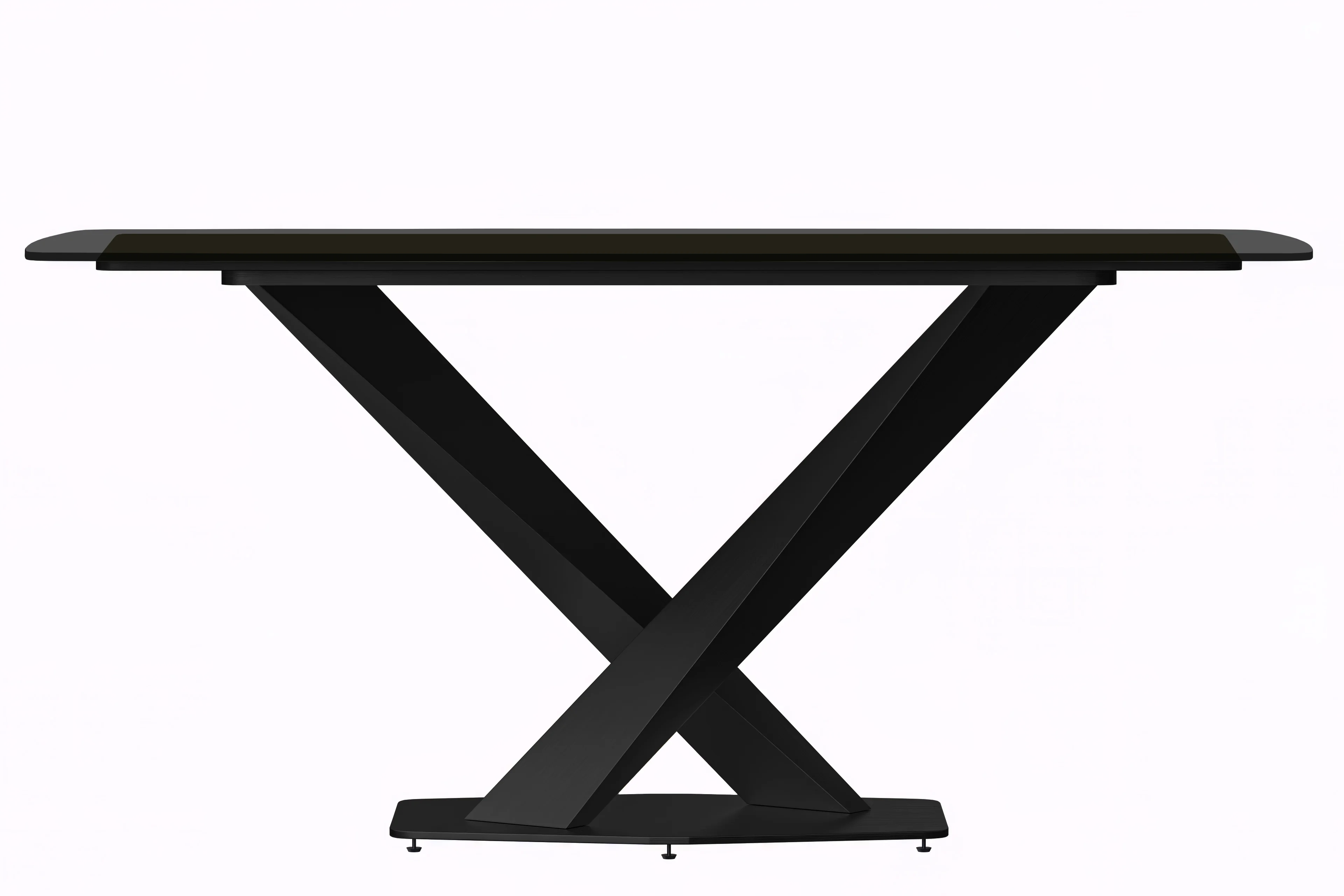 Voren Series Modern Dining Table Black Base, With 62 Black Glass Top
