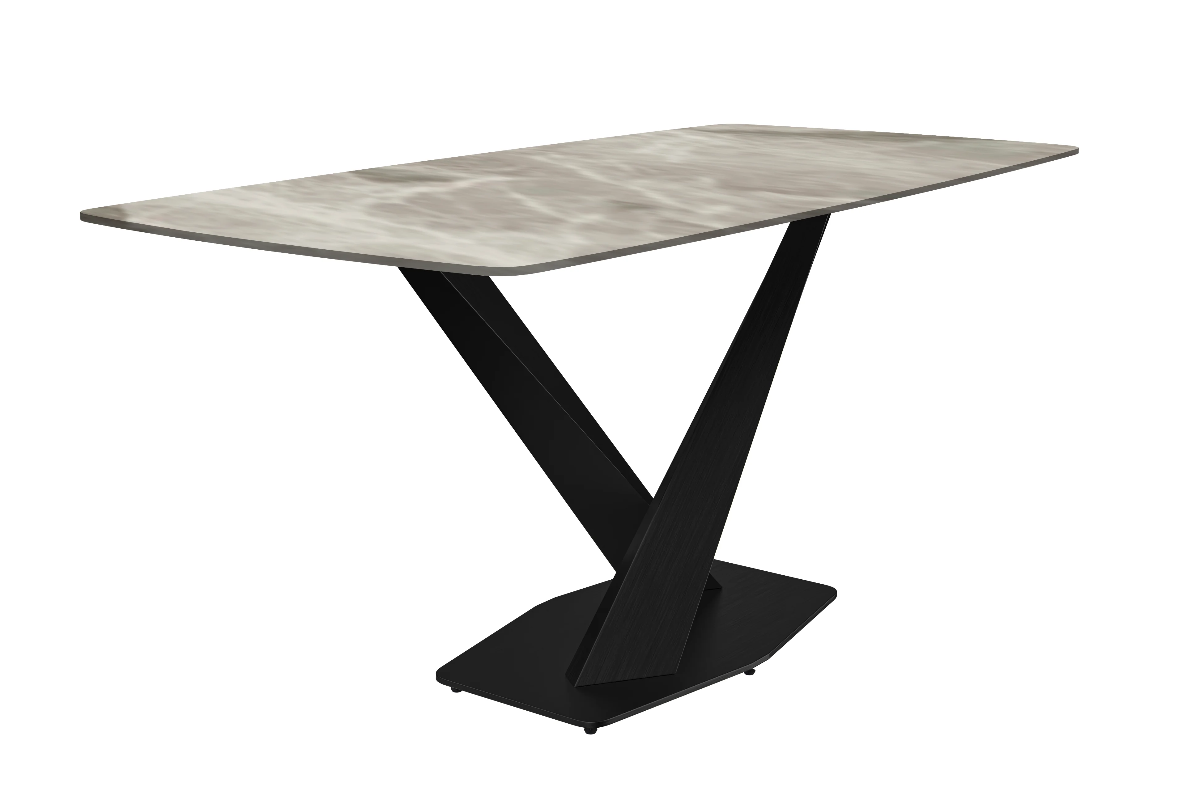 Voren Series Modern Dining Table Black Base, With 62 Deep Grey Sintered Stone Top