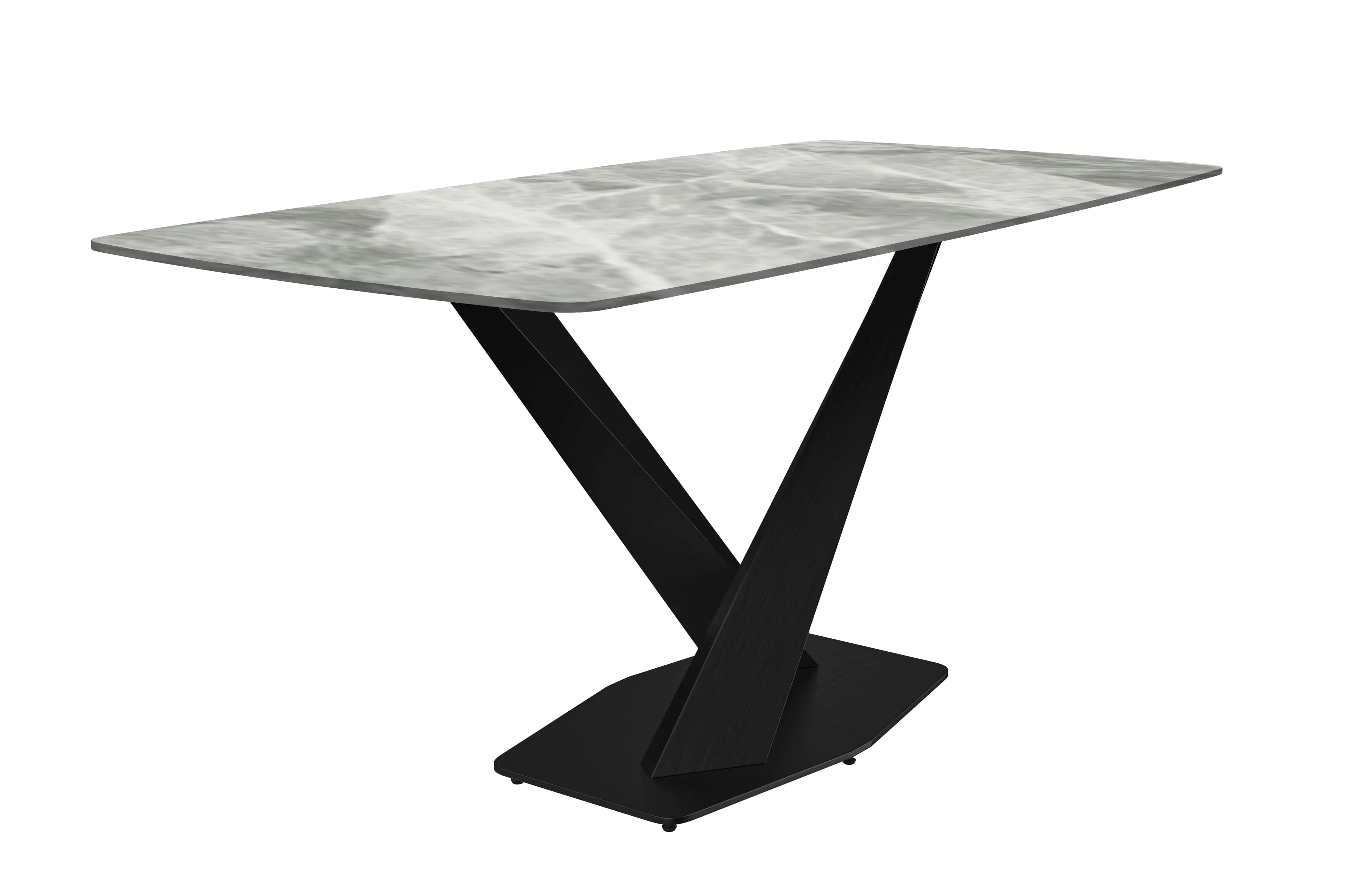 Voren Series Modern Dining Table Black Base, With 62 Light Grey Sintered Stone Top